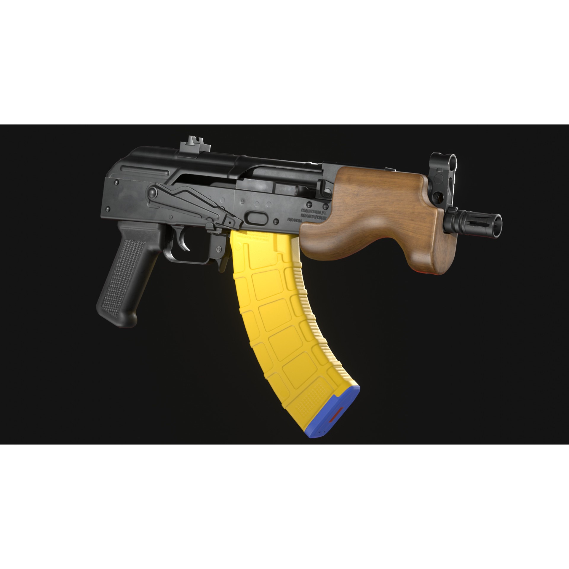 Micro Draco AK Pistol 3D Model – Low Poly Game Asset, FBX, Rigged - View 16
