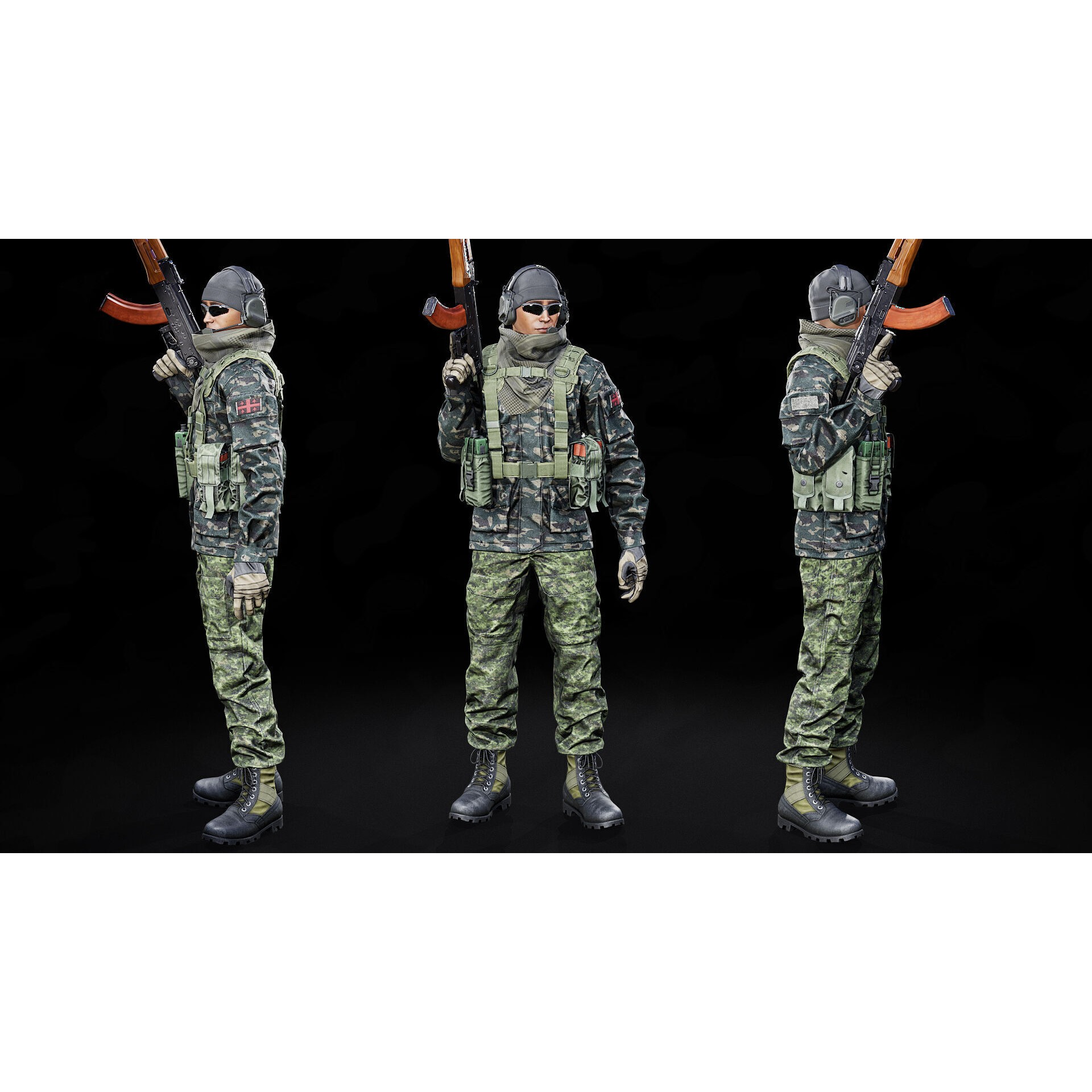 Tactical Soldier 3D Model – Low Poly Rigged Character, FBX - View 11