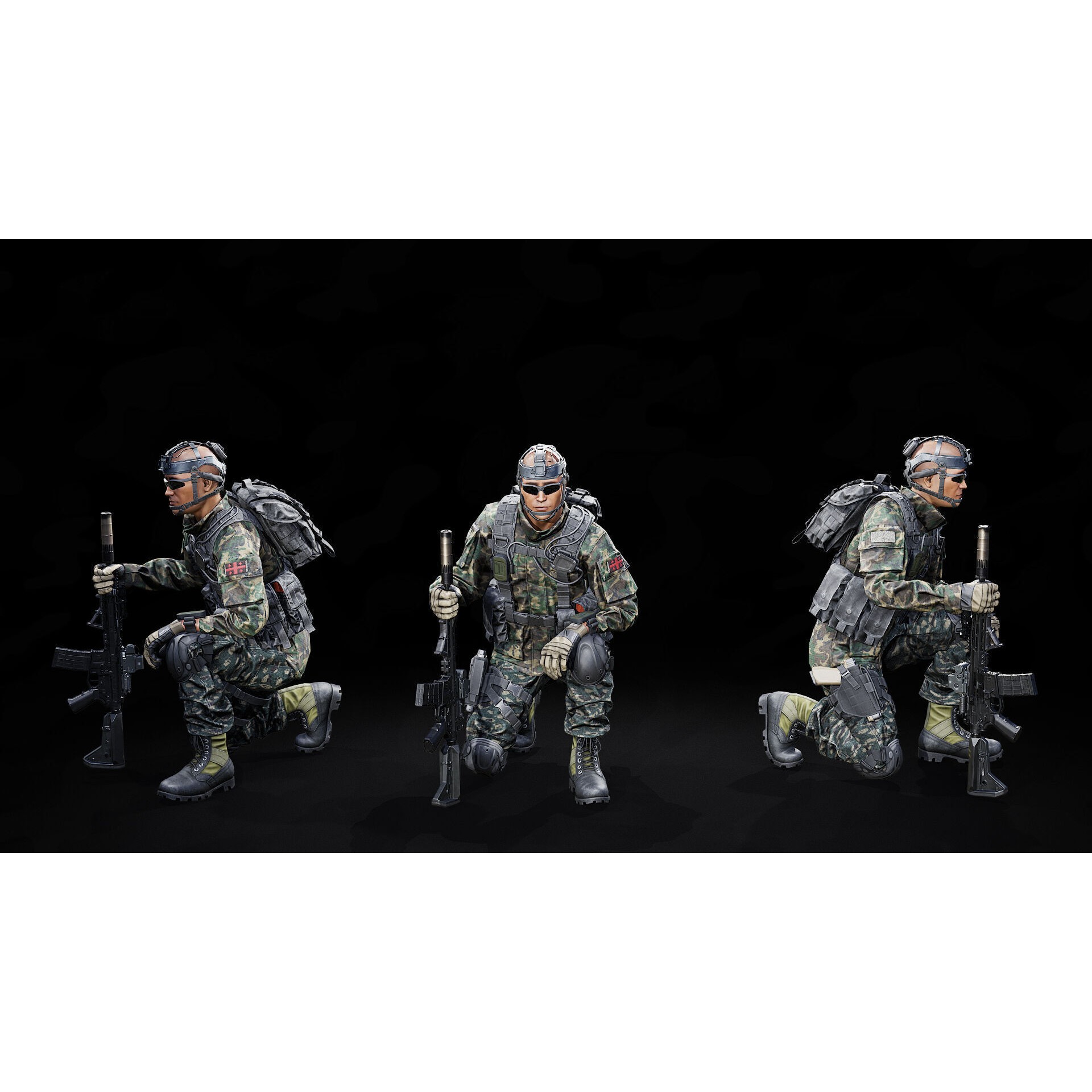 Tactical Soldier 3D Model – Low Poly Rigged Character, FBX - View 12