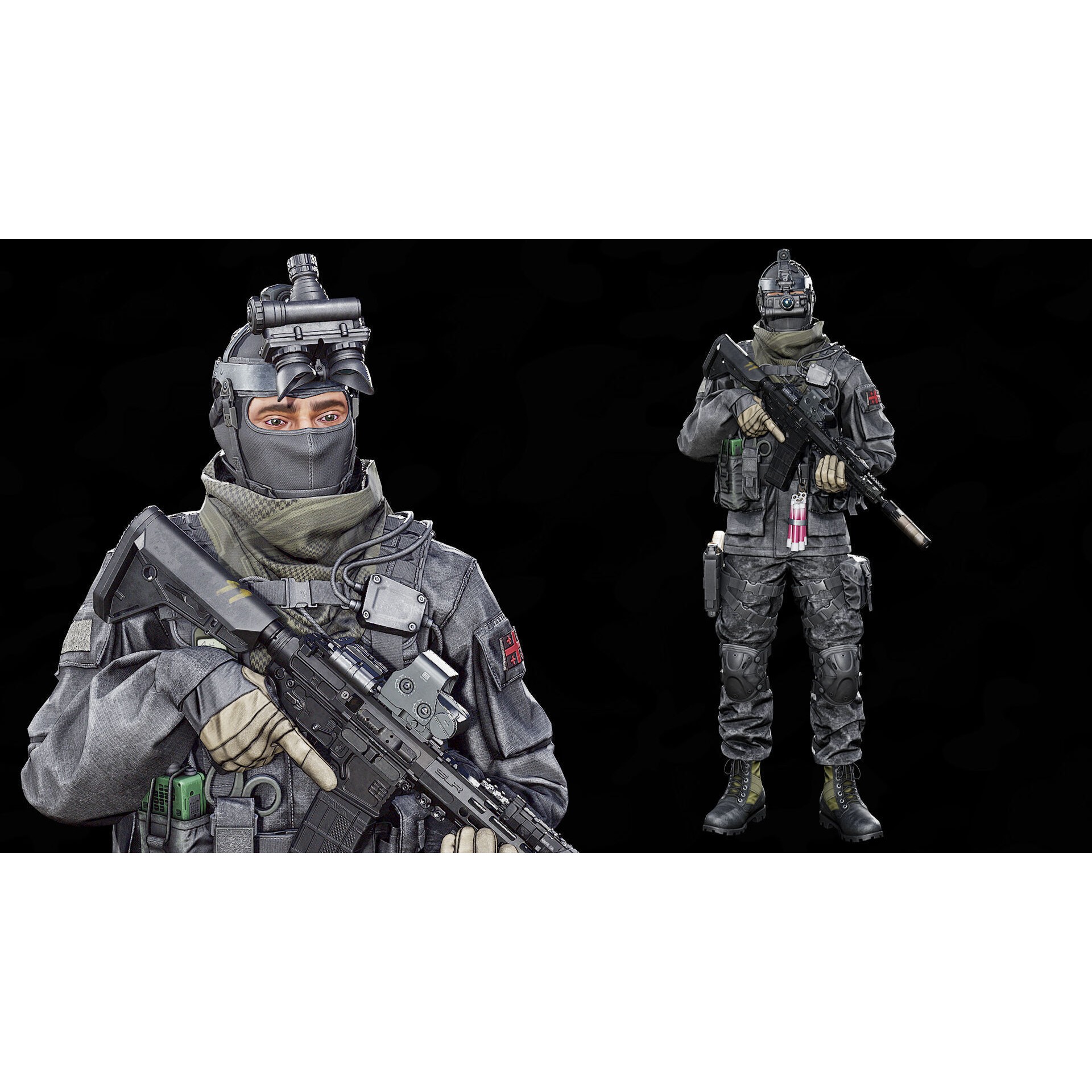 Tactical Soldier 3D Model – Low Poly Rigged Character, FBX - View 3