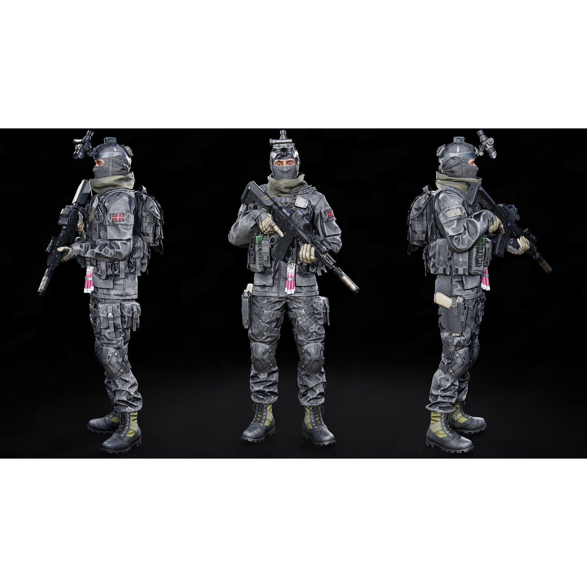 Tactical Soldier 3D Model – Low Poly Rigged Character, FBX - View 6