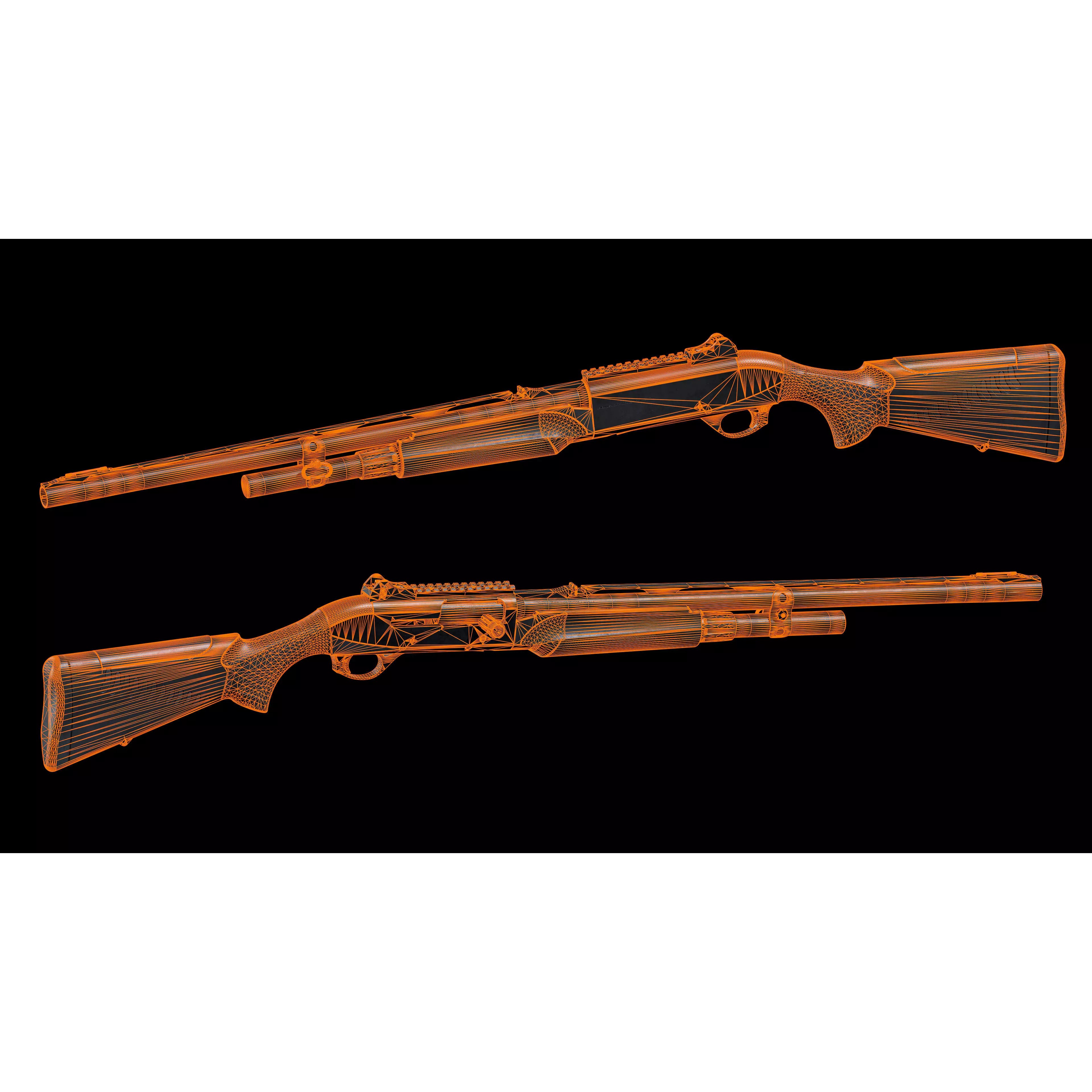 Benelli M2 Tactical Shotgun 3D Model – Low Poly Game Asset, FBX - View 20
