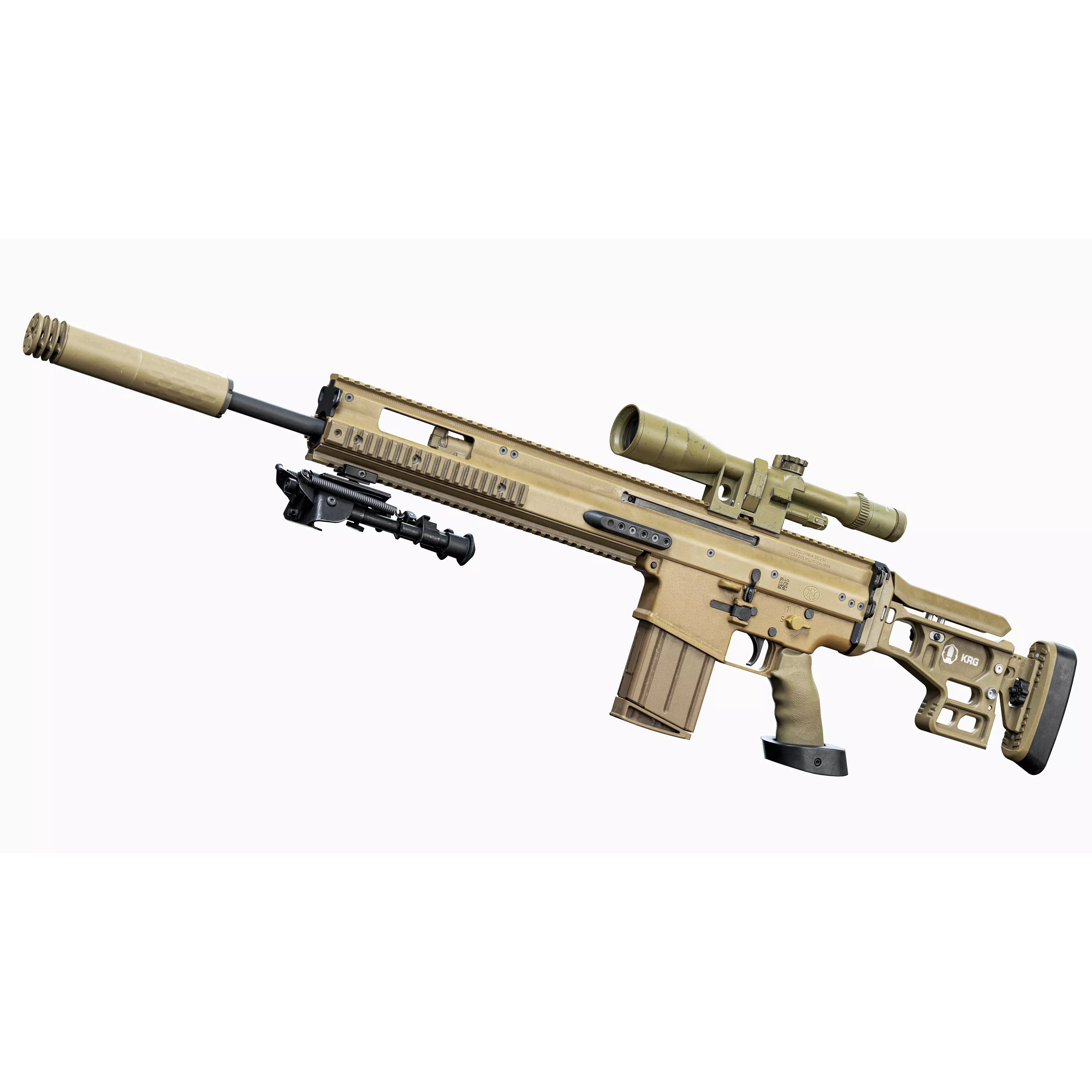 MK 17 FN SCAR-H 3D Model – Low Poly Tactical Sniper Rifle, Game Ready - View 10