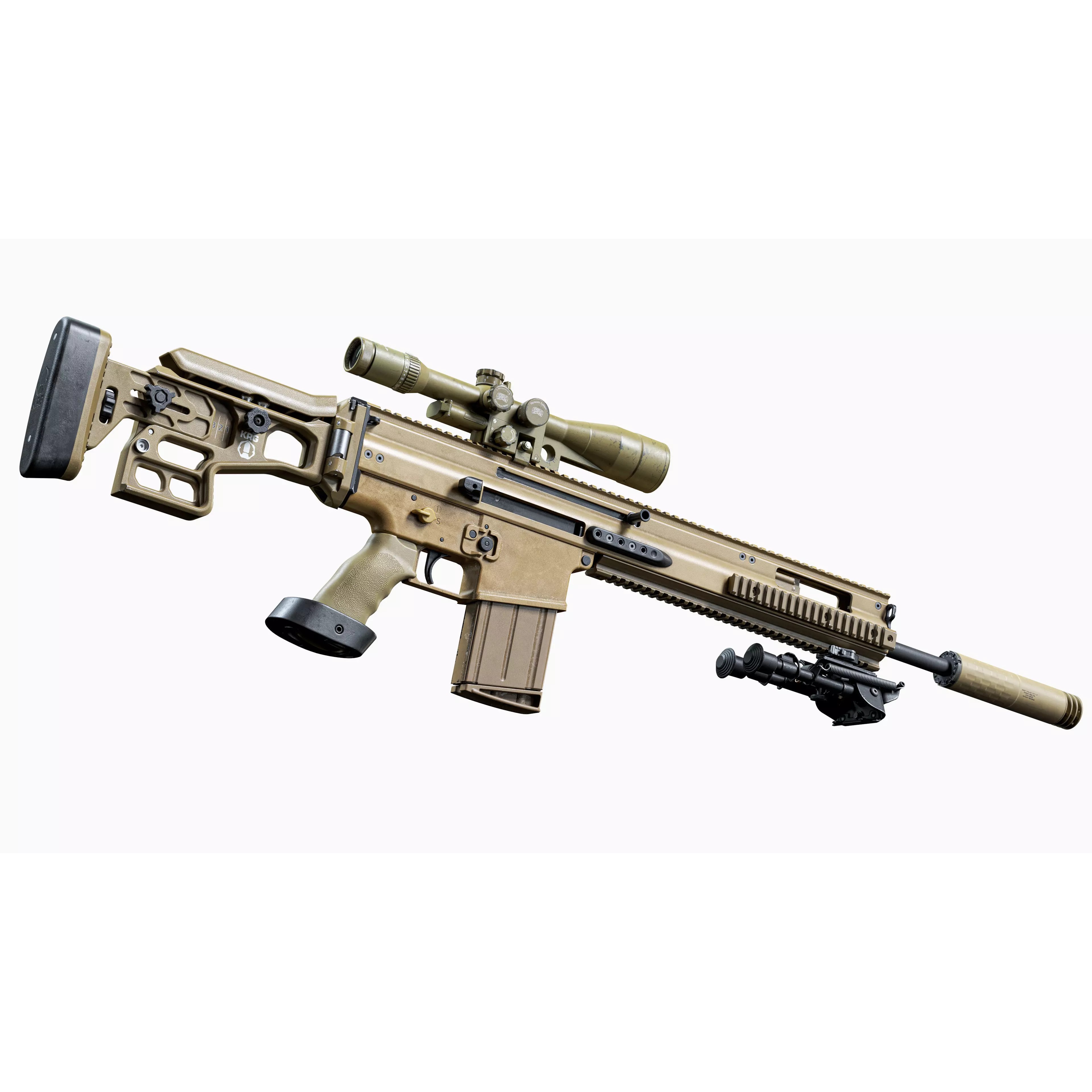 MK 17 FN SCAR-H 3D Model – Low Poly Tactical Sniper Rifle, Game Ready - View 12