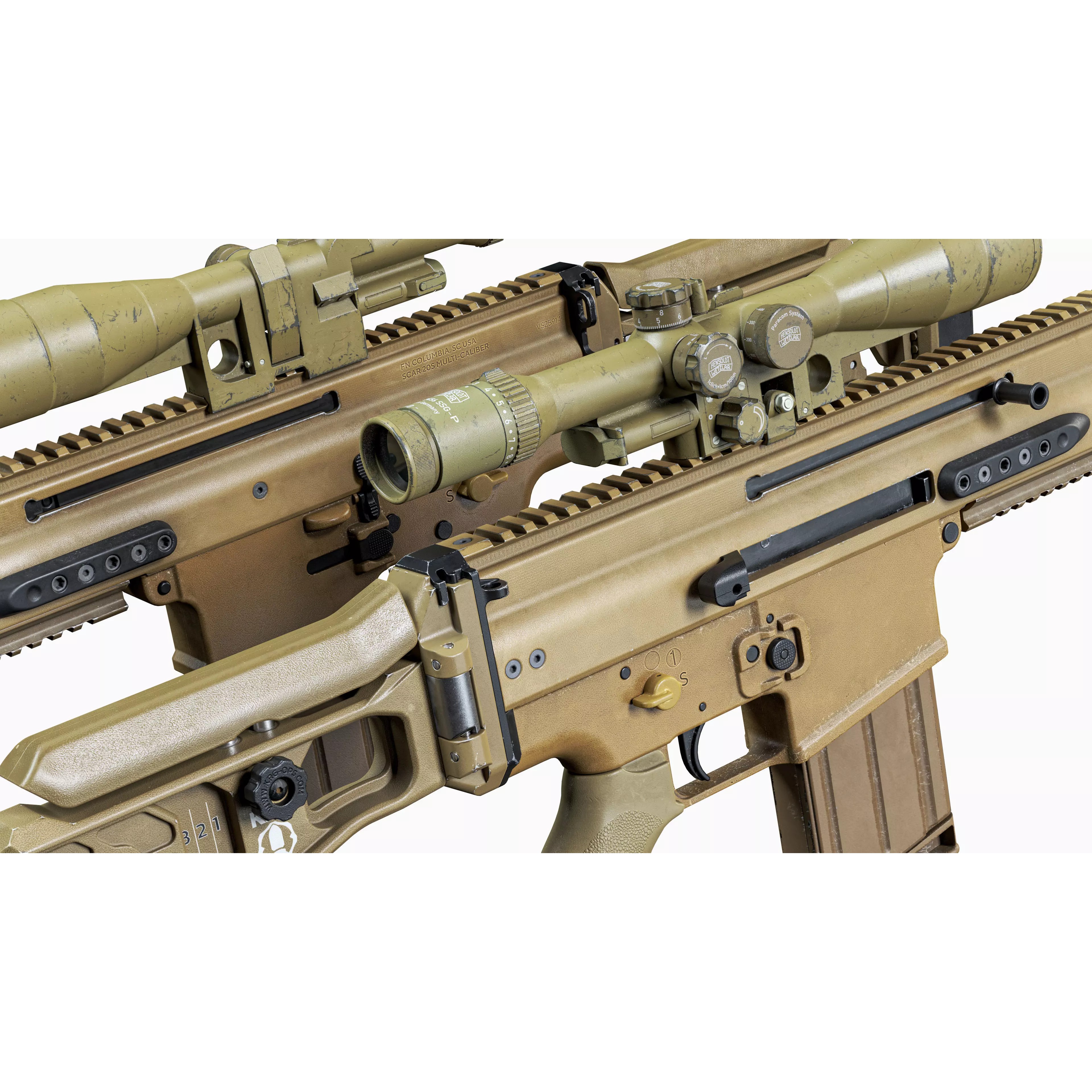 MK 17 FN SCAR-H 3D Model – Low Poly Tactical Sniper Rifle, Game Ready - View 14