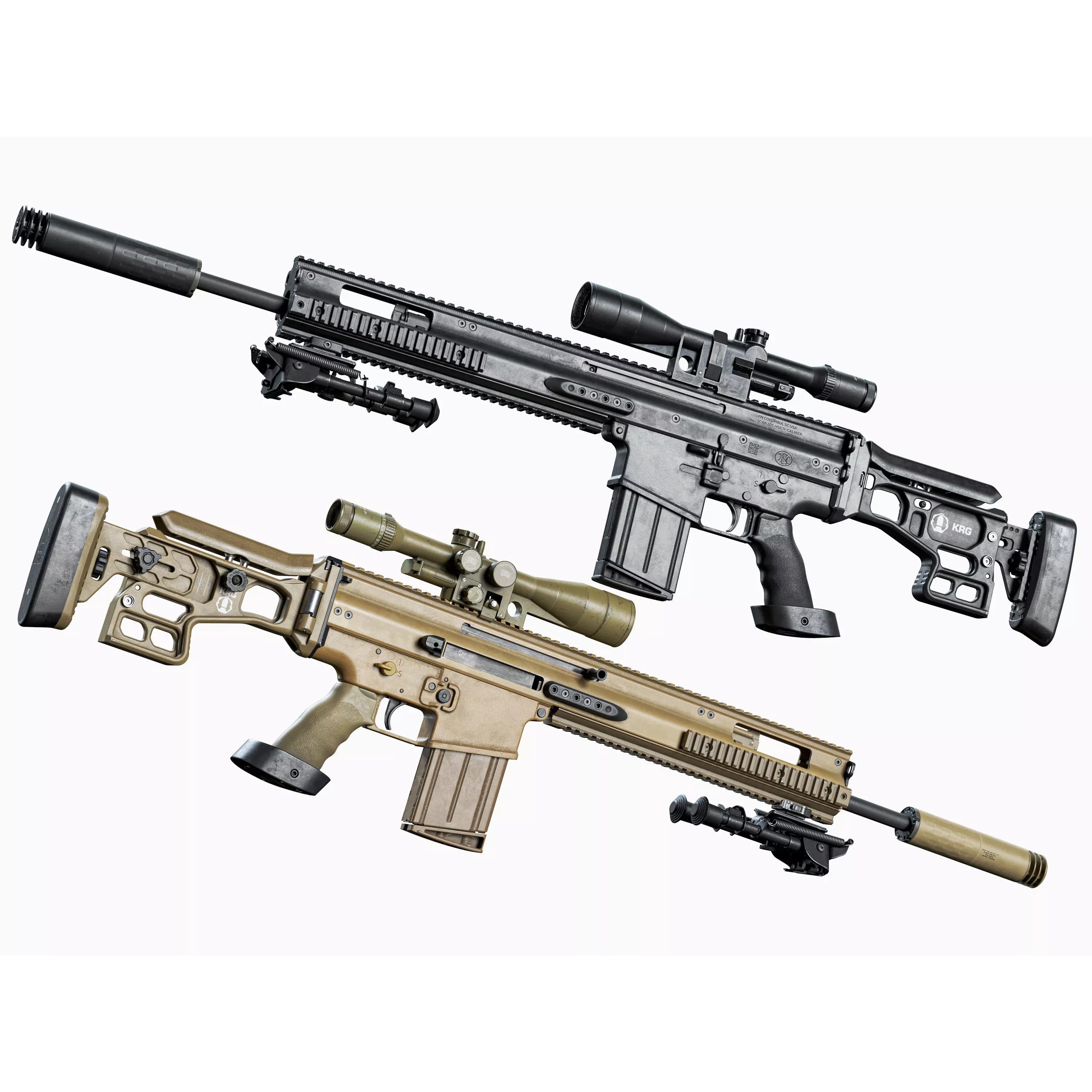 MK 17 FN SCAR-H 3D Model – Low Poly Tactical Sniper Rifle, Game Ready - View 2