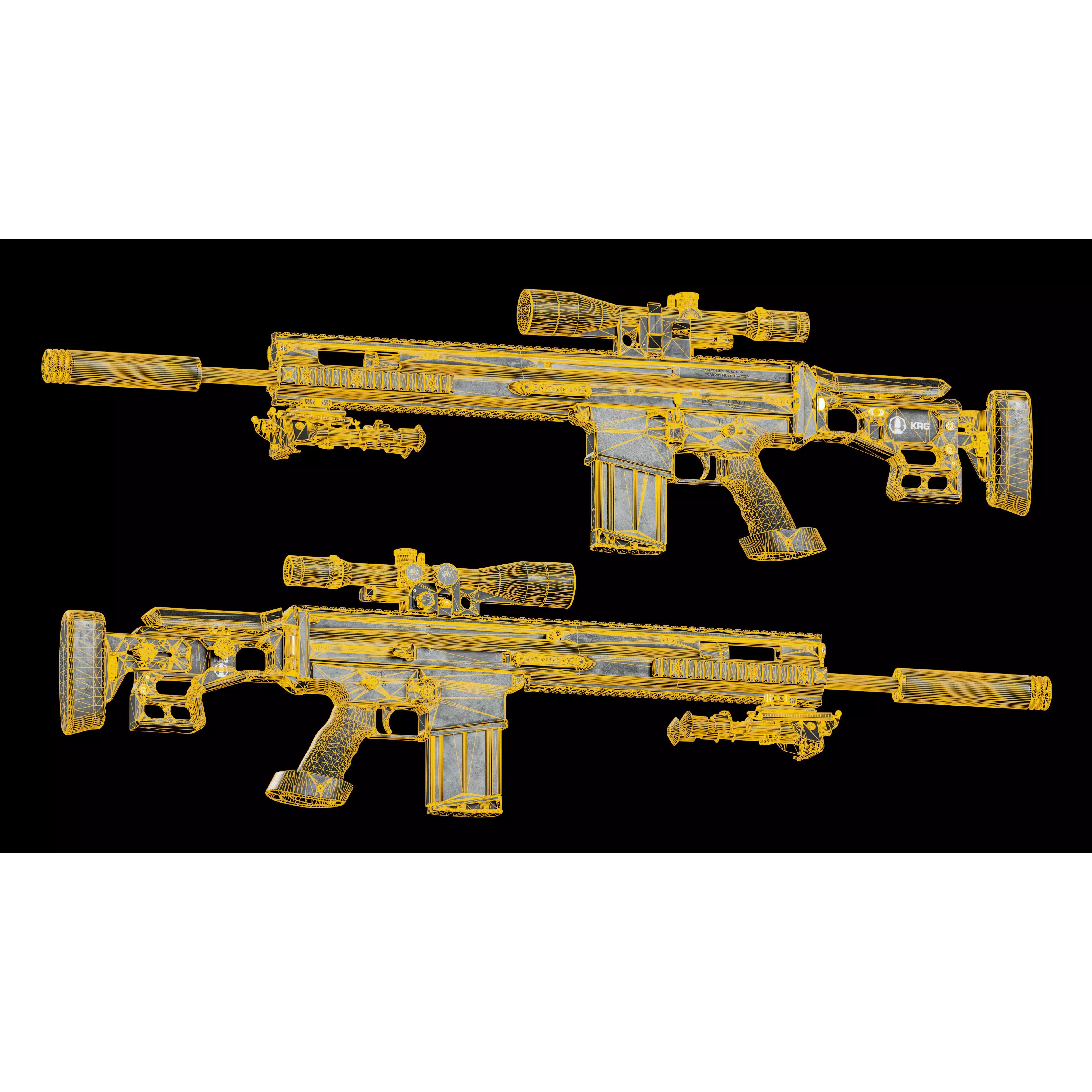 MK 17 FN SCAR-H 3D Model – Low Poly Tactical Sniper Rifle, Game Ready - View 20