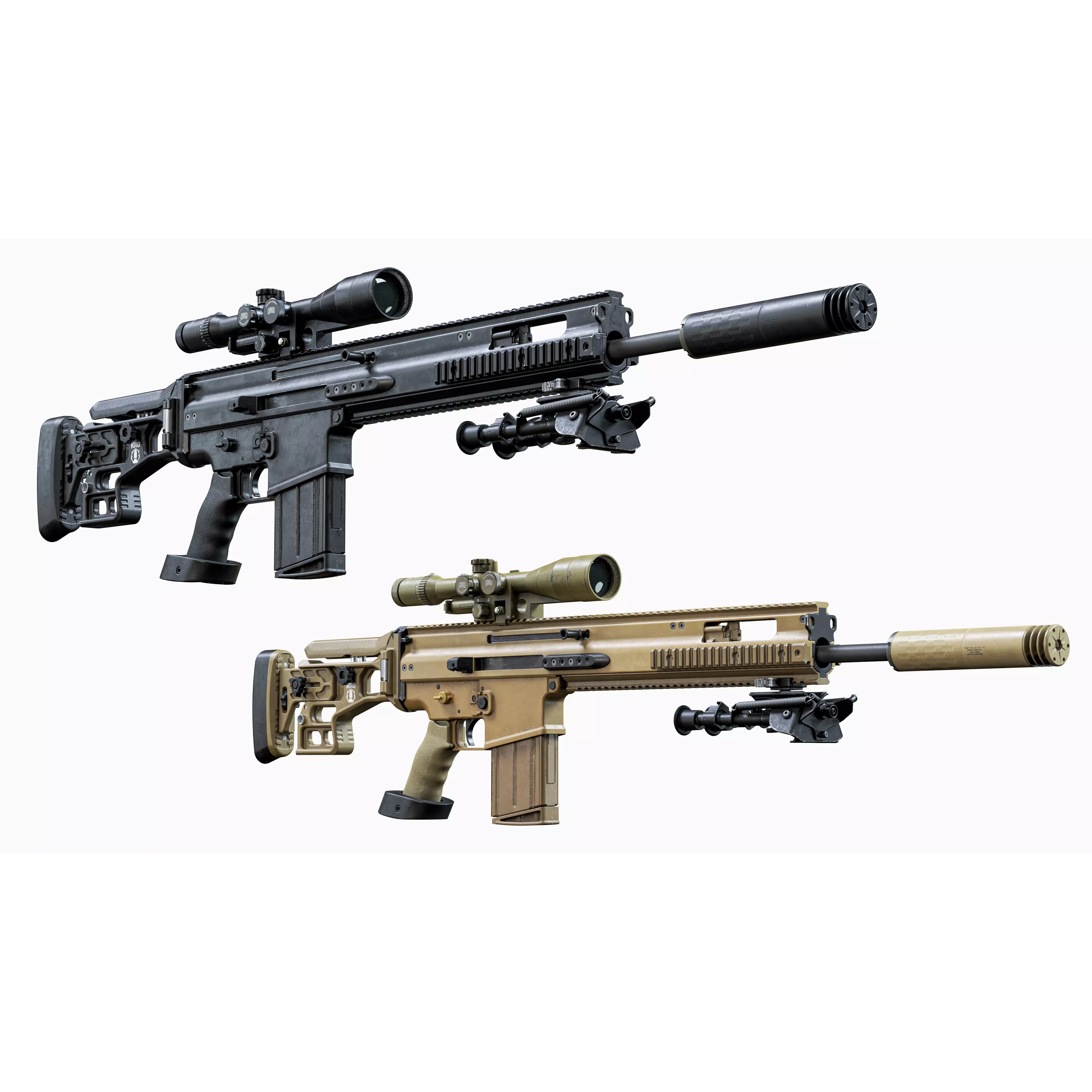 MK 17 FN SCAR-H 3D Model – Low Poly Tactical Sniper Rifle, Game Ready - View 6