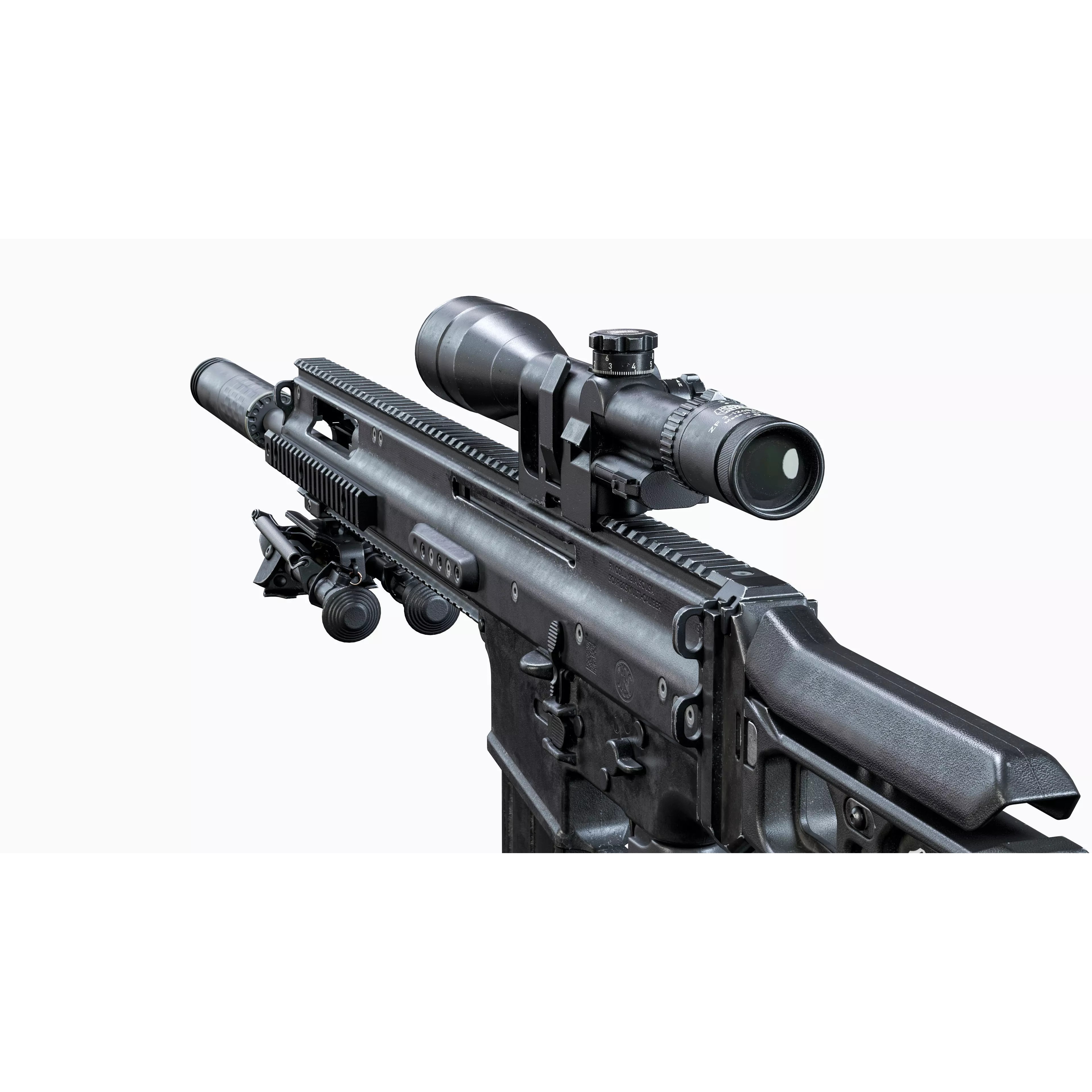 MK 17 FN SCAR-H 3D Model – Low Poly Tactical Sniper Rifle, Game Ready - View 7