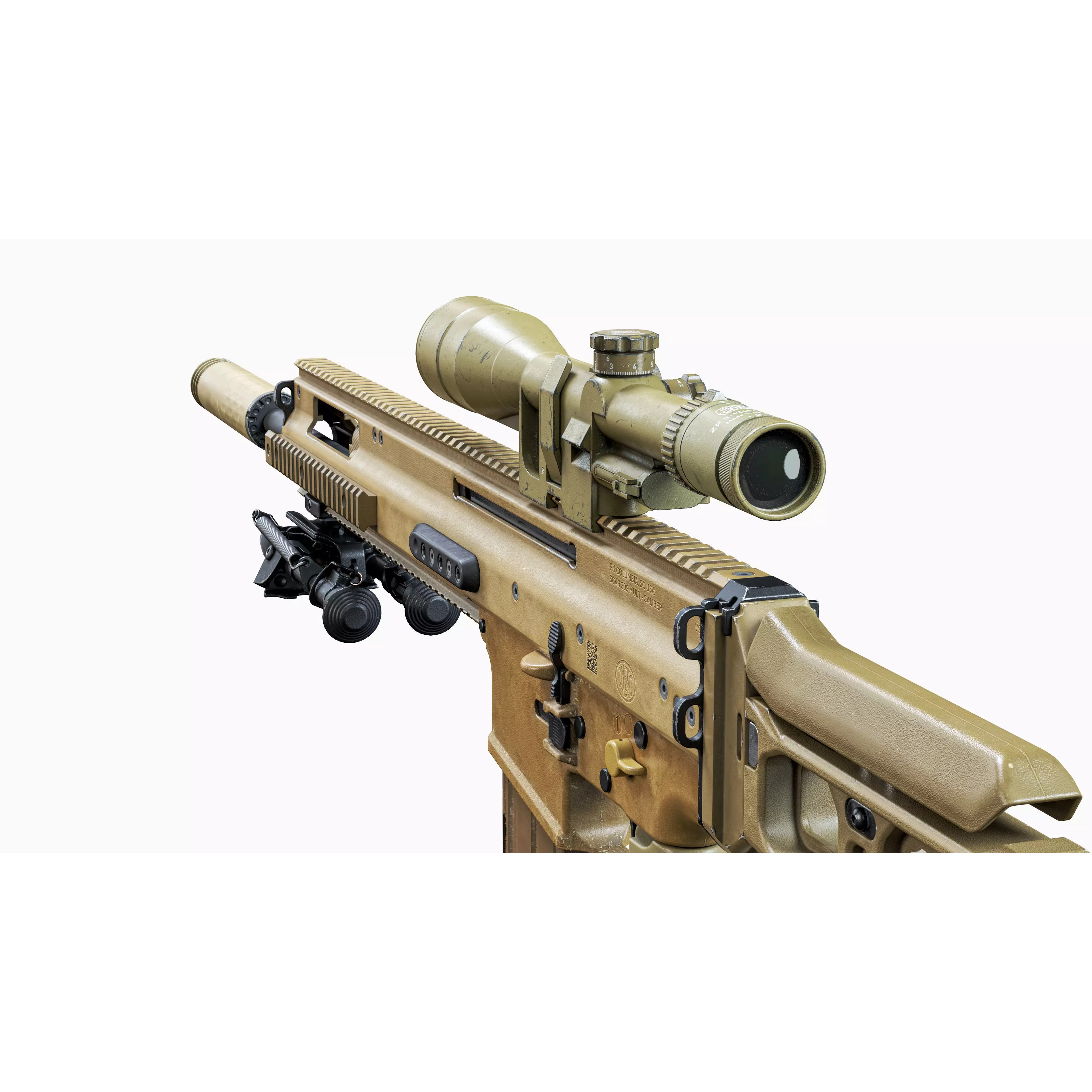 MK 17 FN SCAR-H 3D Model – Low Poly Tactical Sniper Rifle, Game Ready - View 8