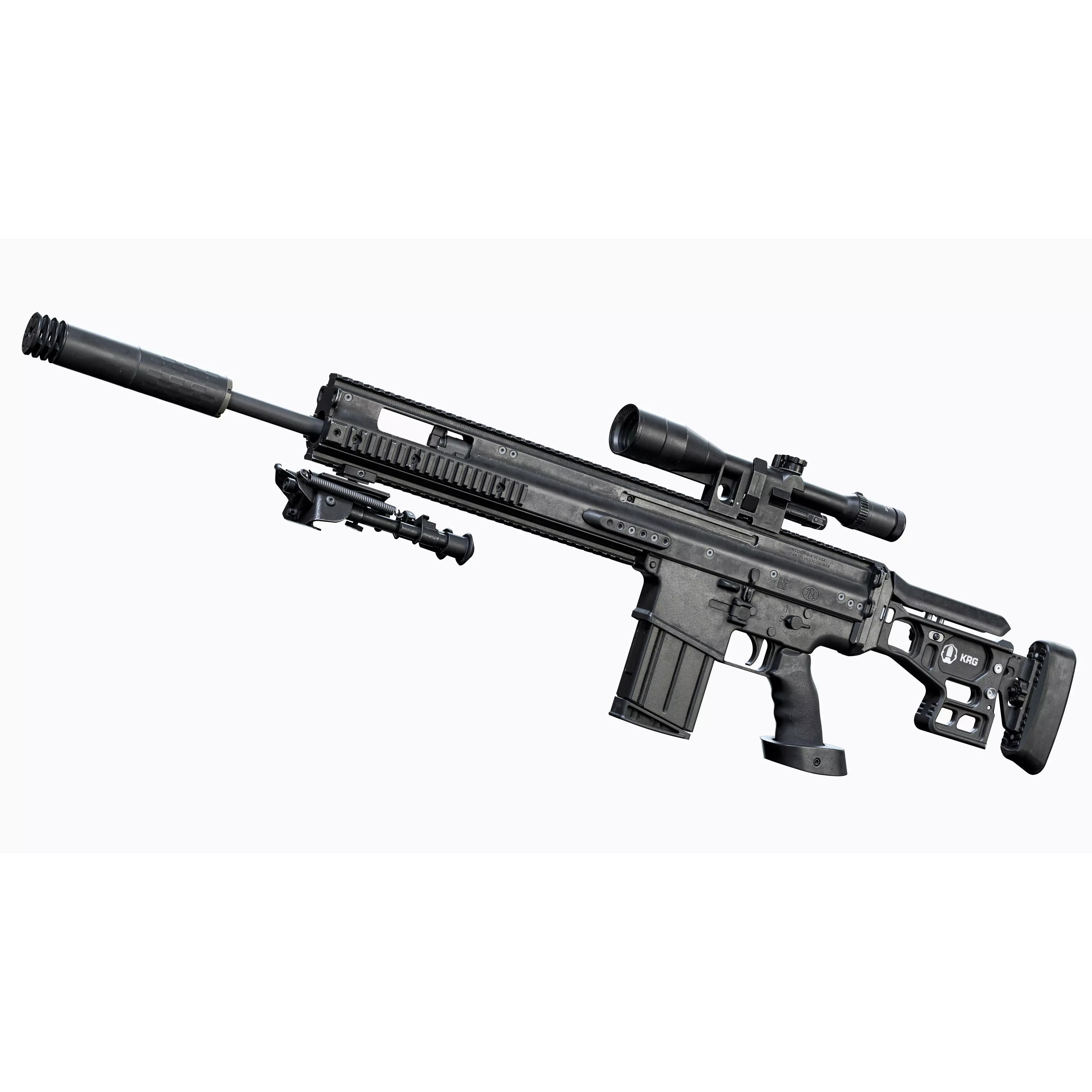MK 17 FN SCAR-H 3D Model – Low Poly Tactical Sniper Rifle, Game Ready - View 9