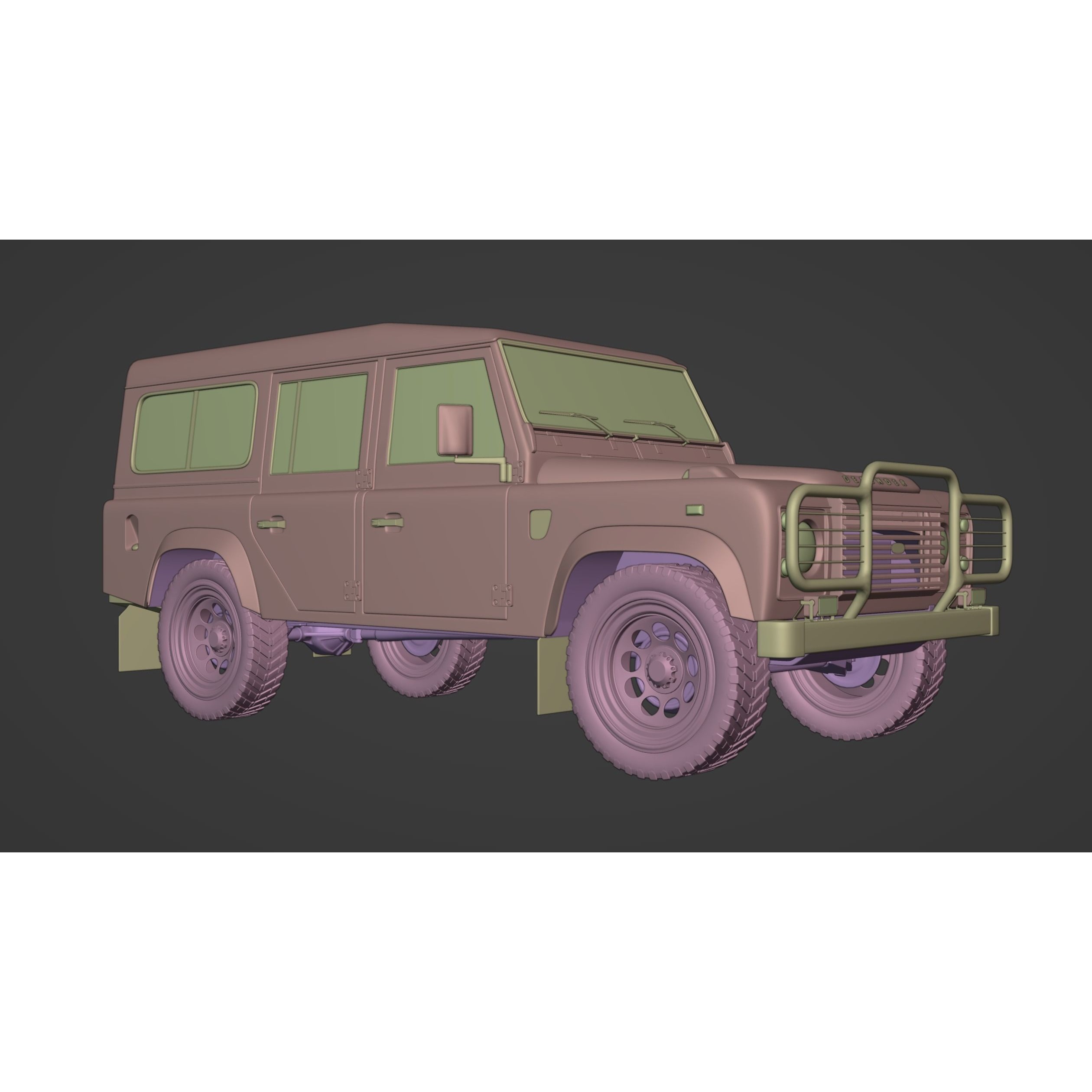 Land Rover Defender 110 3D Model – Vintage SUV, PBR Textures, FBX, OBJ