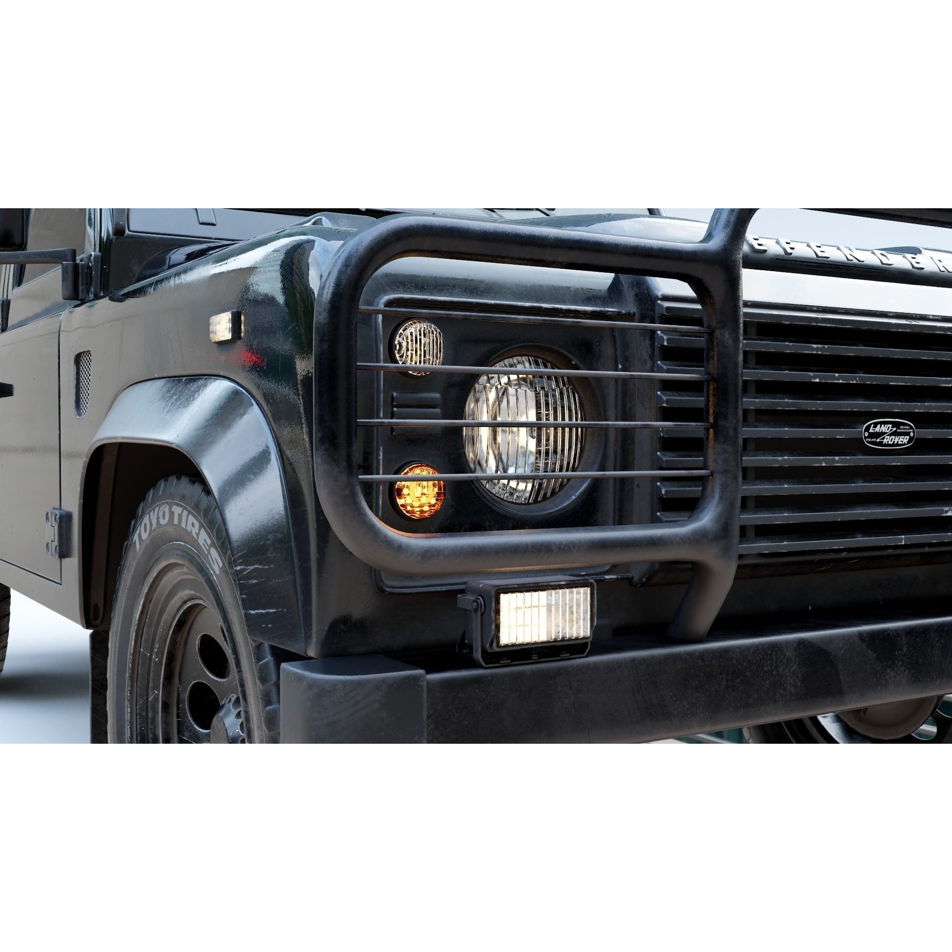 Land Rover Defender 110 3D Model – Vintage SUV, PBR Textures, FBX, OBJ - View 10