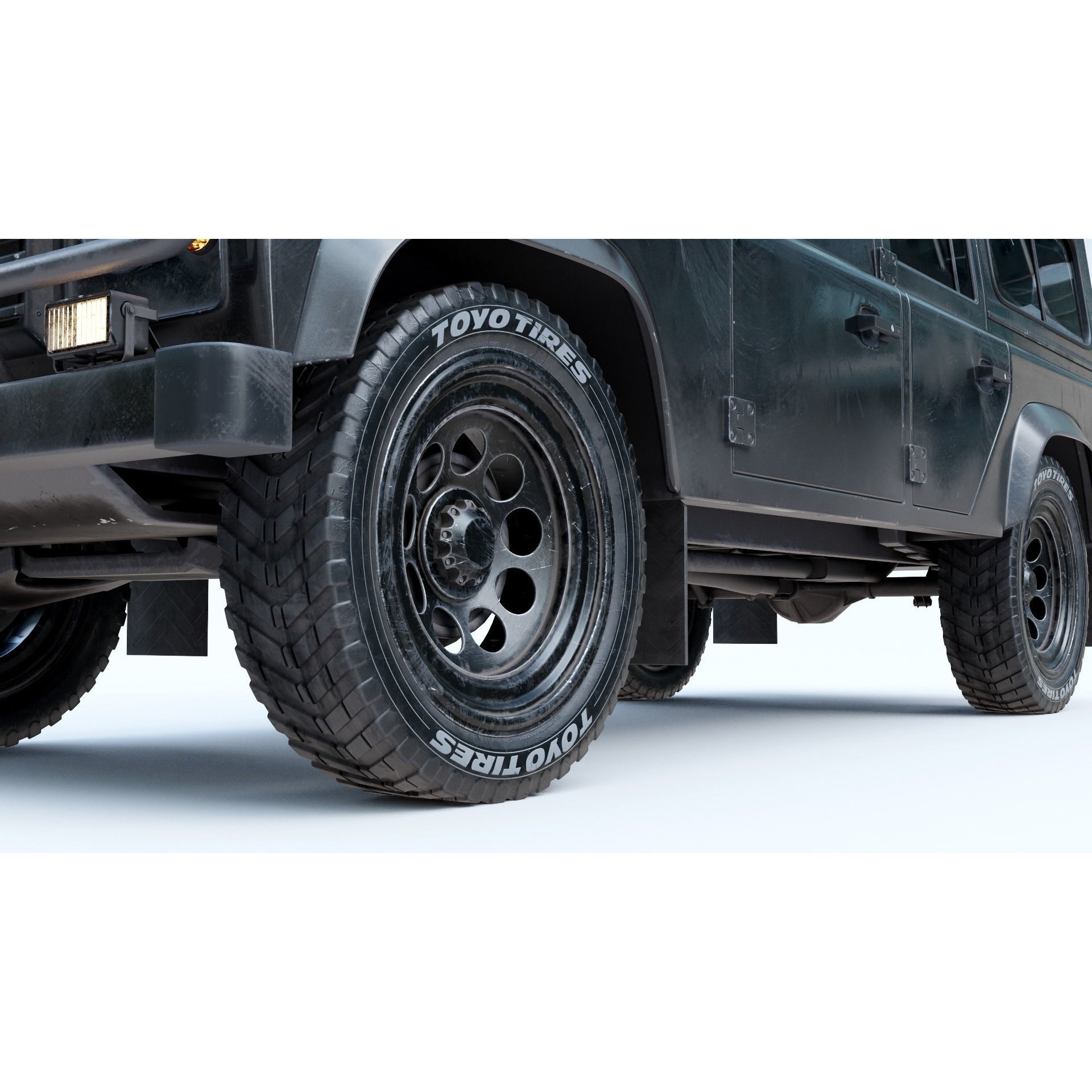 Land Rover Defender 110 3D Model – Vintage SUV, PBR Textures, FBX, OBJ - View 15