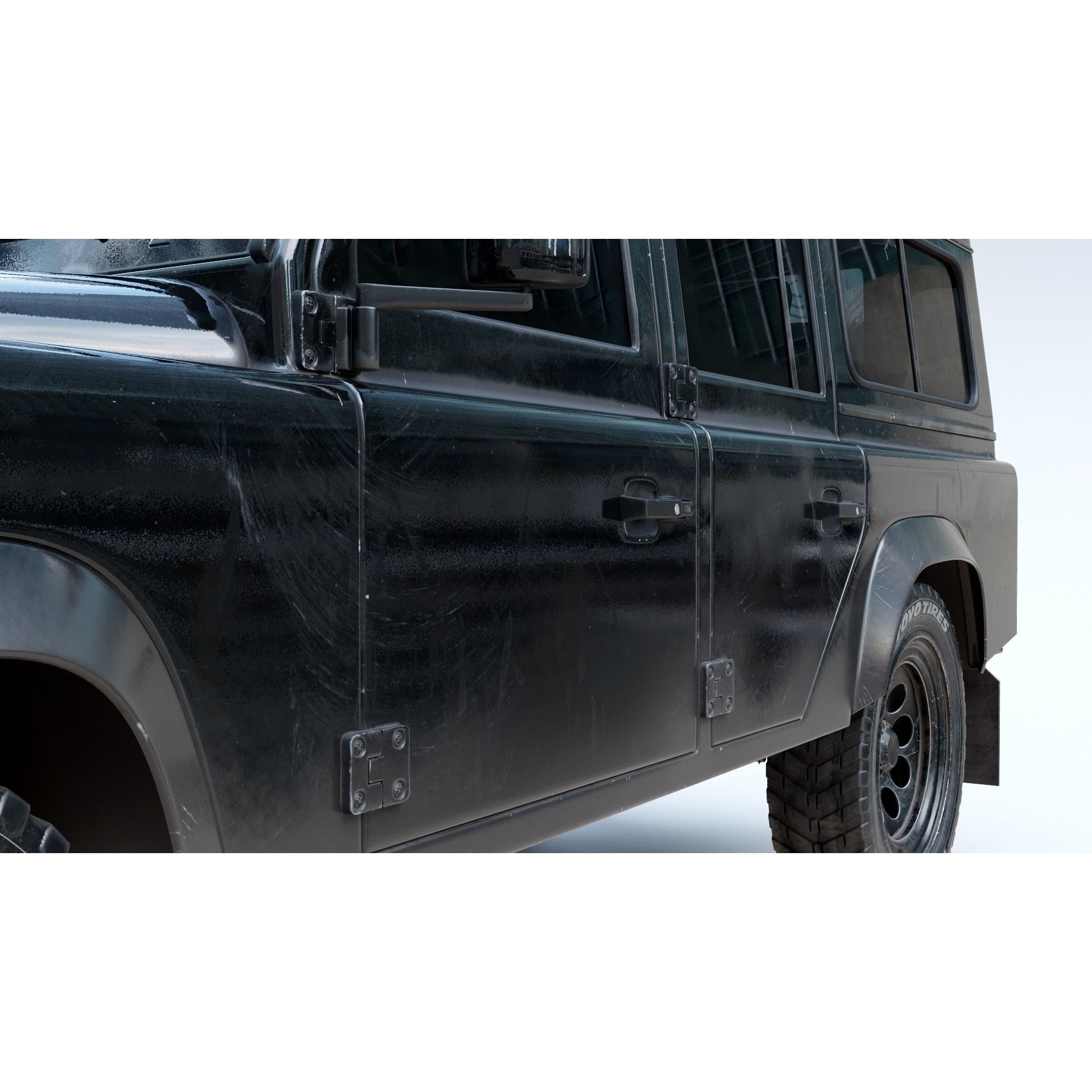 Land Rover Defender 110 3D Model – Vintage SUV, PBR Textures, FBX, OBJ - View 9