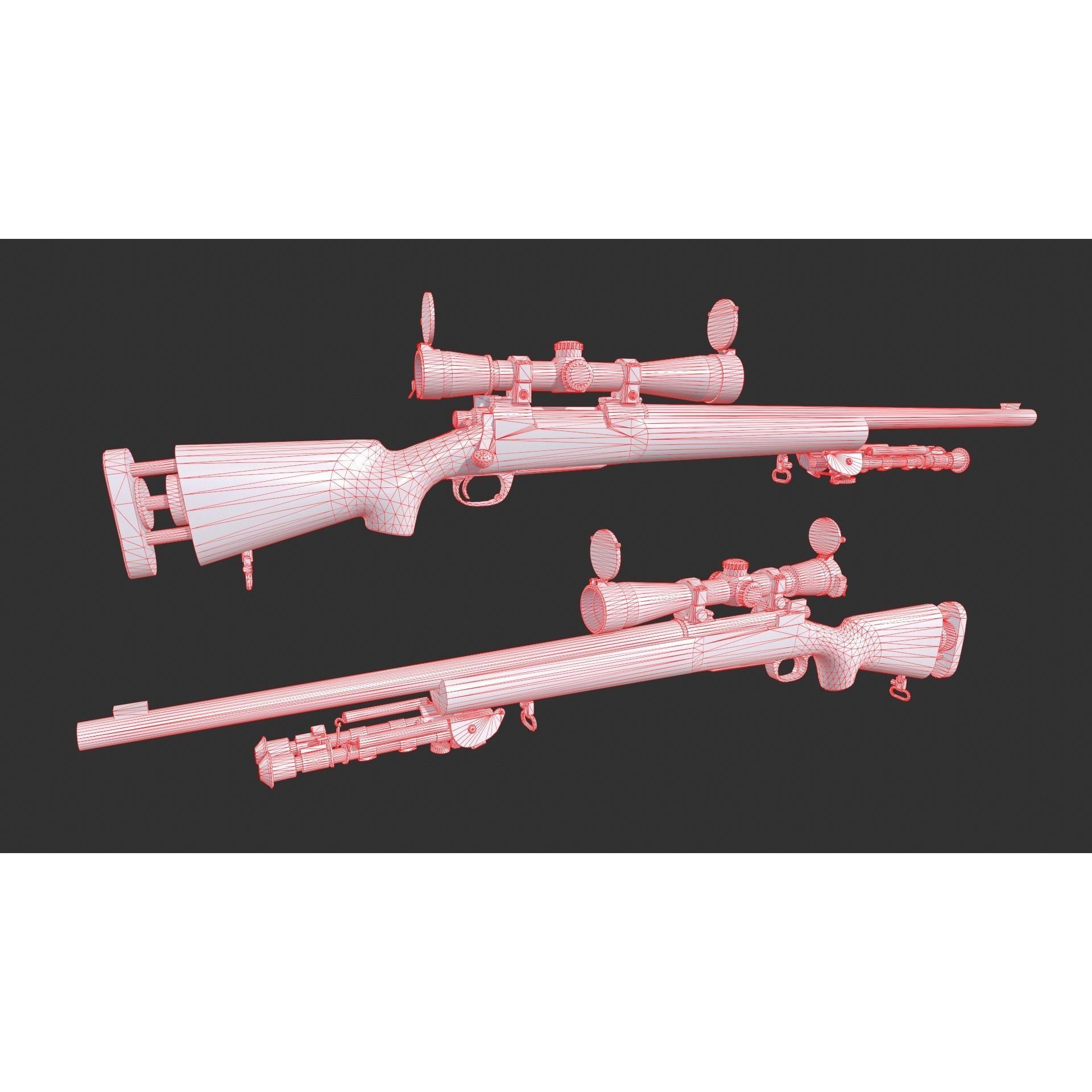 M24 SWS Sniper Rifle 3D Model – Low Poly Game Asset, FBX - View 10