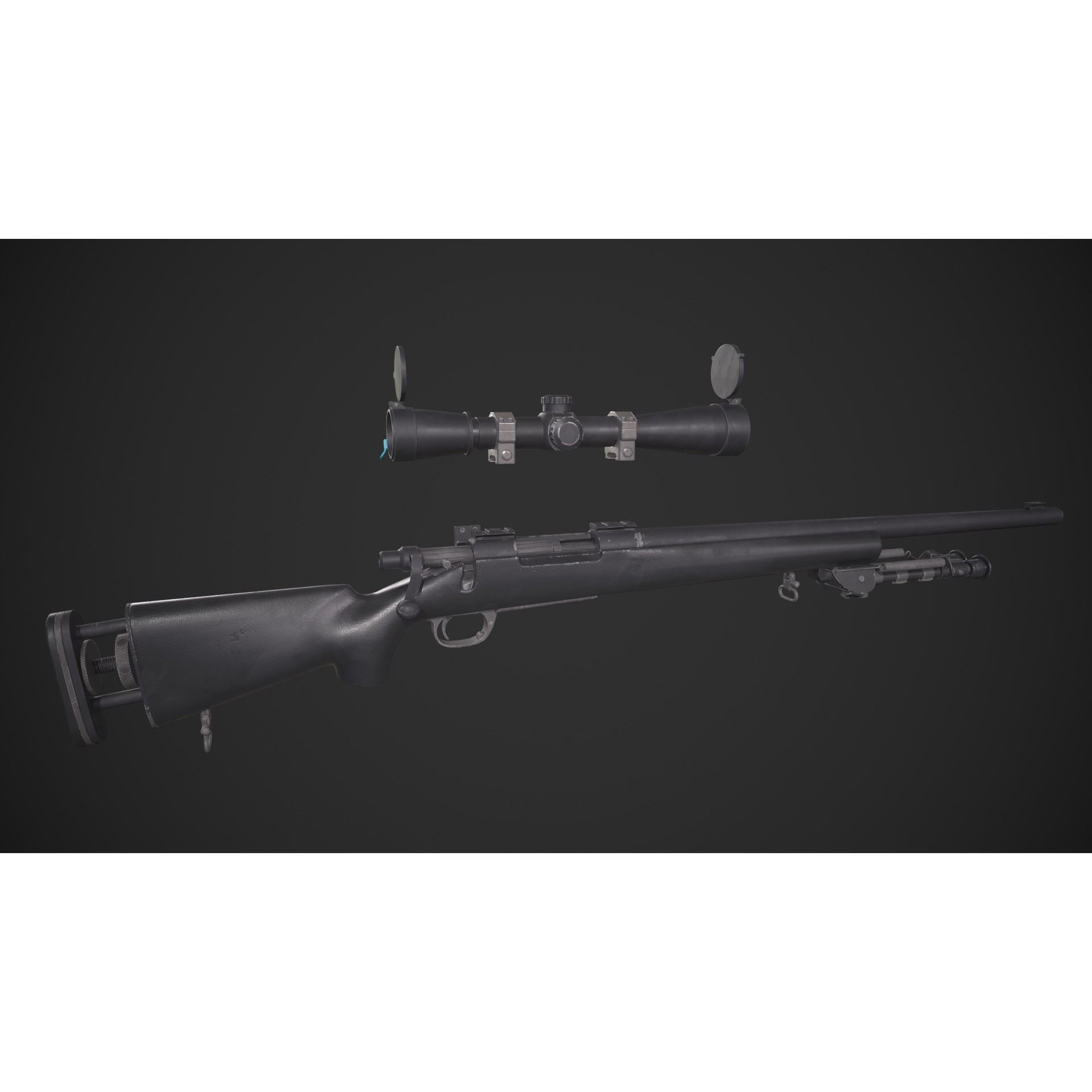 M24 SWS Sniper Rifle 3D Model – Low Poly Game Asset, FBX - View 13