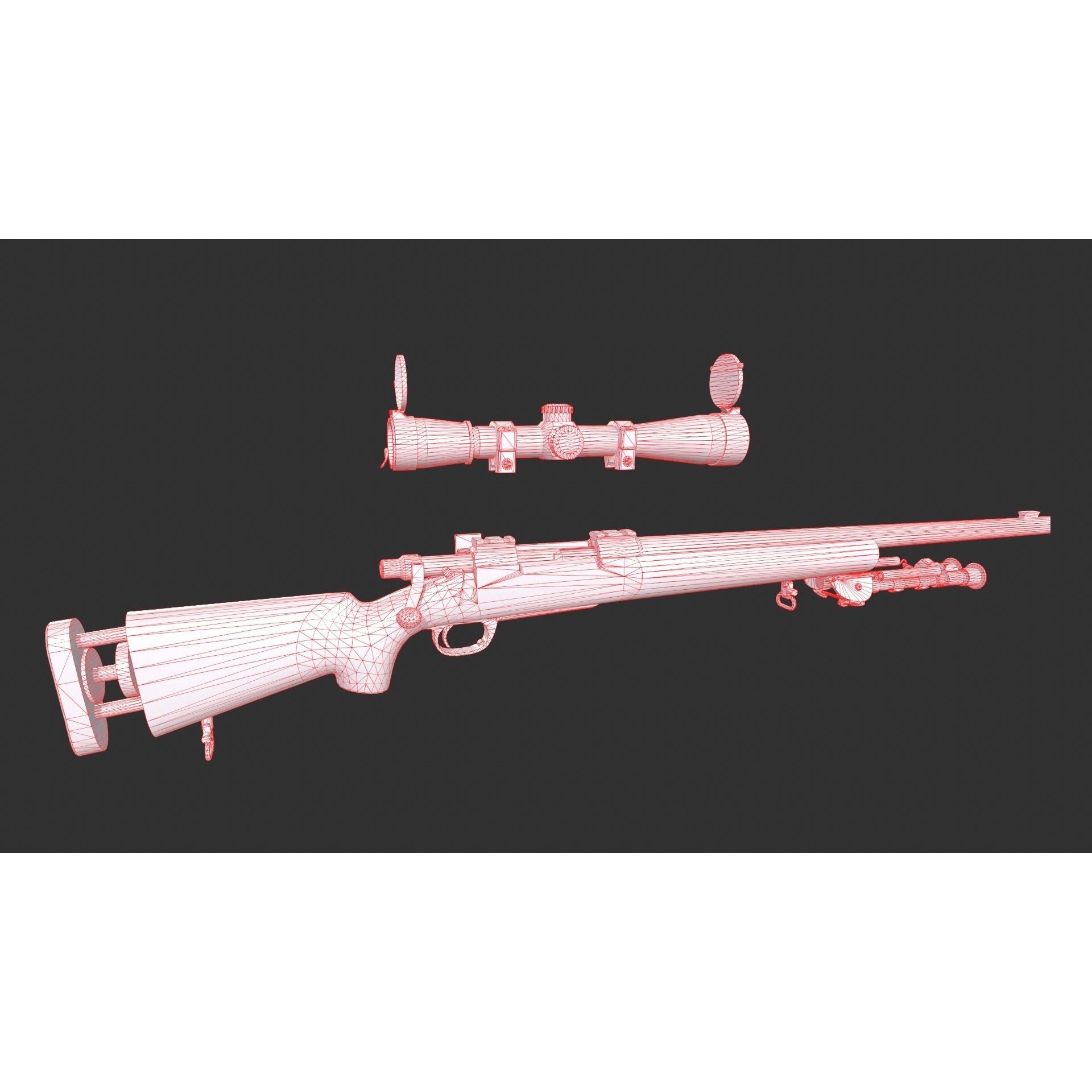M24 SWS Sniper Rifle 3D Model – Low Poly Game Asset, FBX - View 14