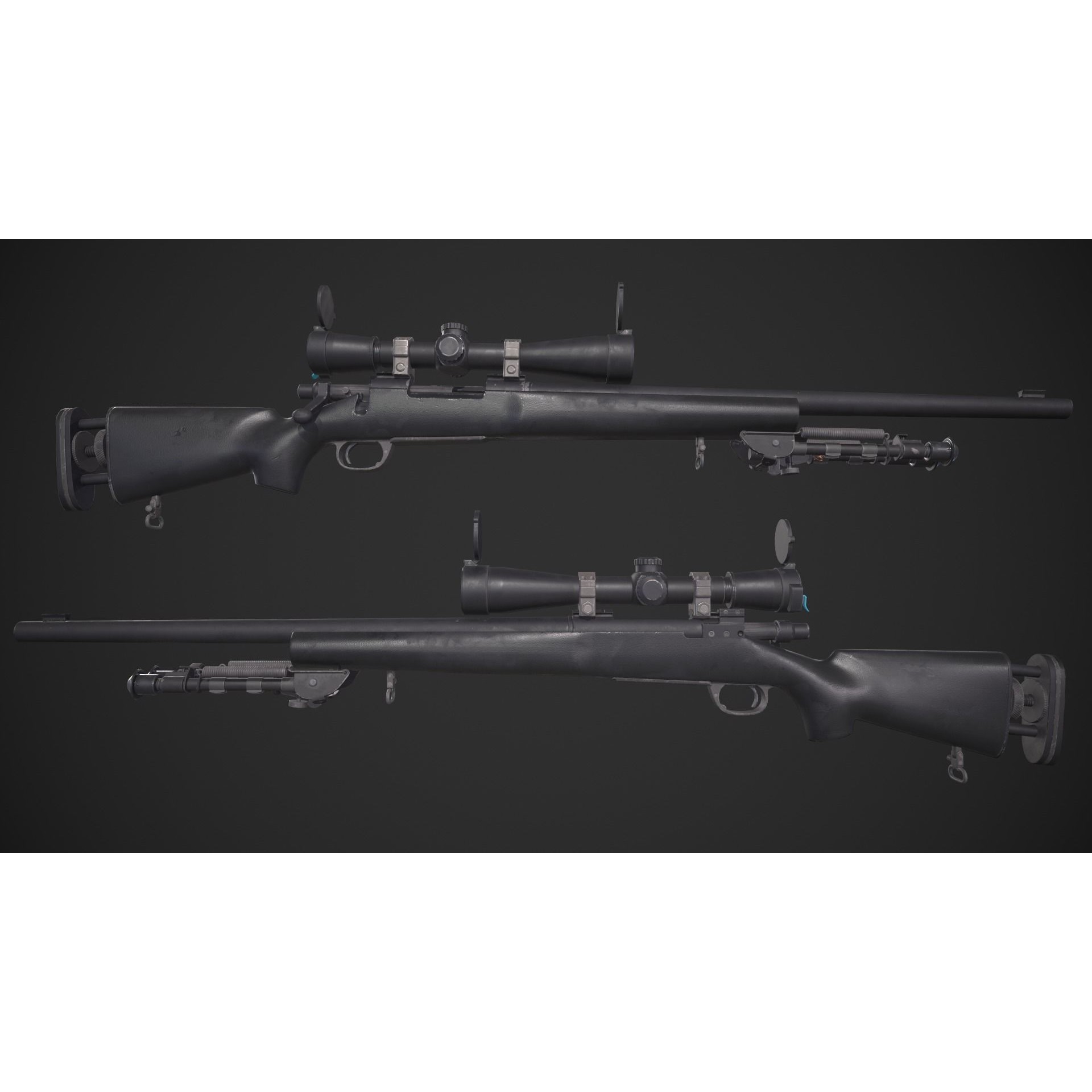 M24 SWS Sniper Rifle 3D Model – Low Poly Game Asset, FBX - View 15