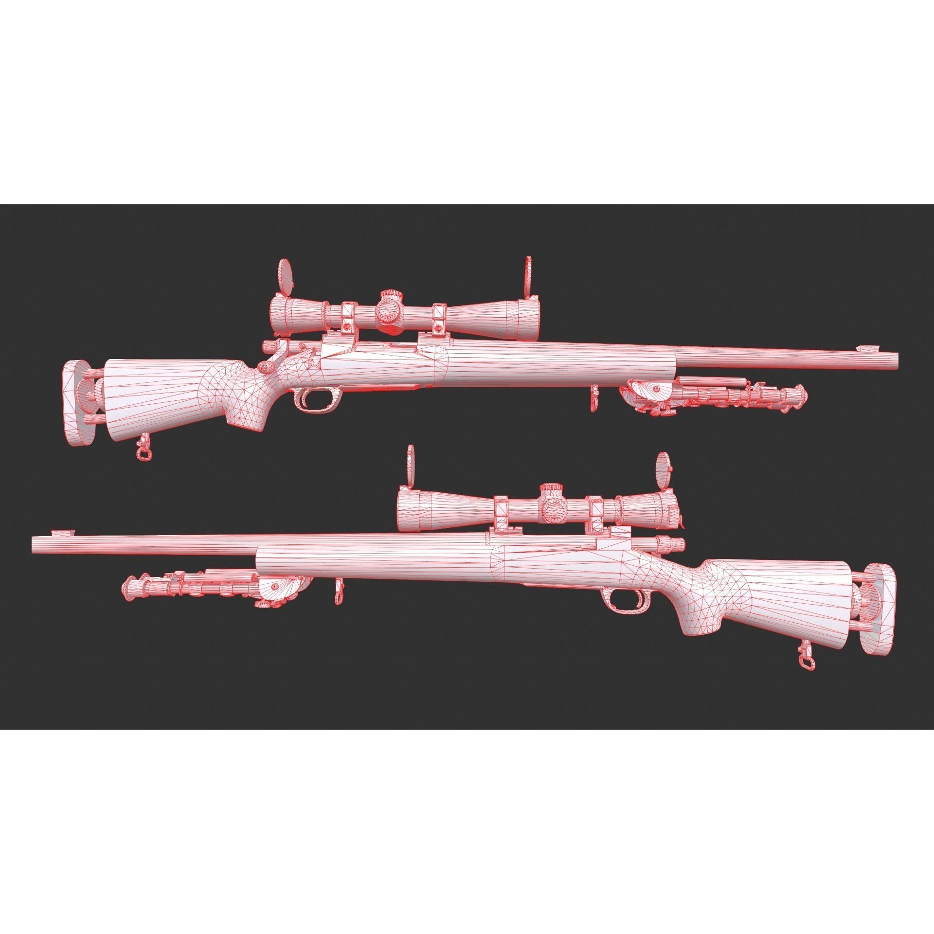 M24 SWS Sniper Rifle 3D Model – Low Poly Game Asset, FBX - View 16