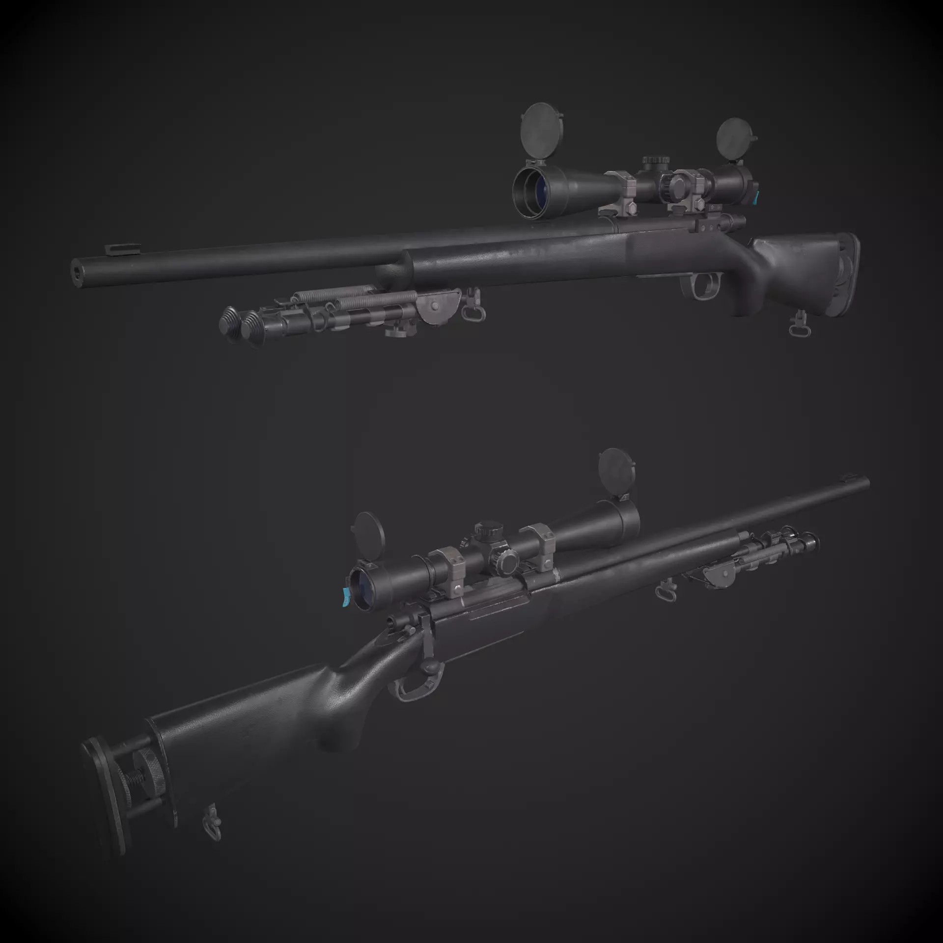 M24 SWS Sniper Rifle 3D Model – Low Poly Game Asset, FBX - View 2