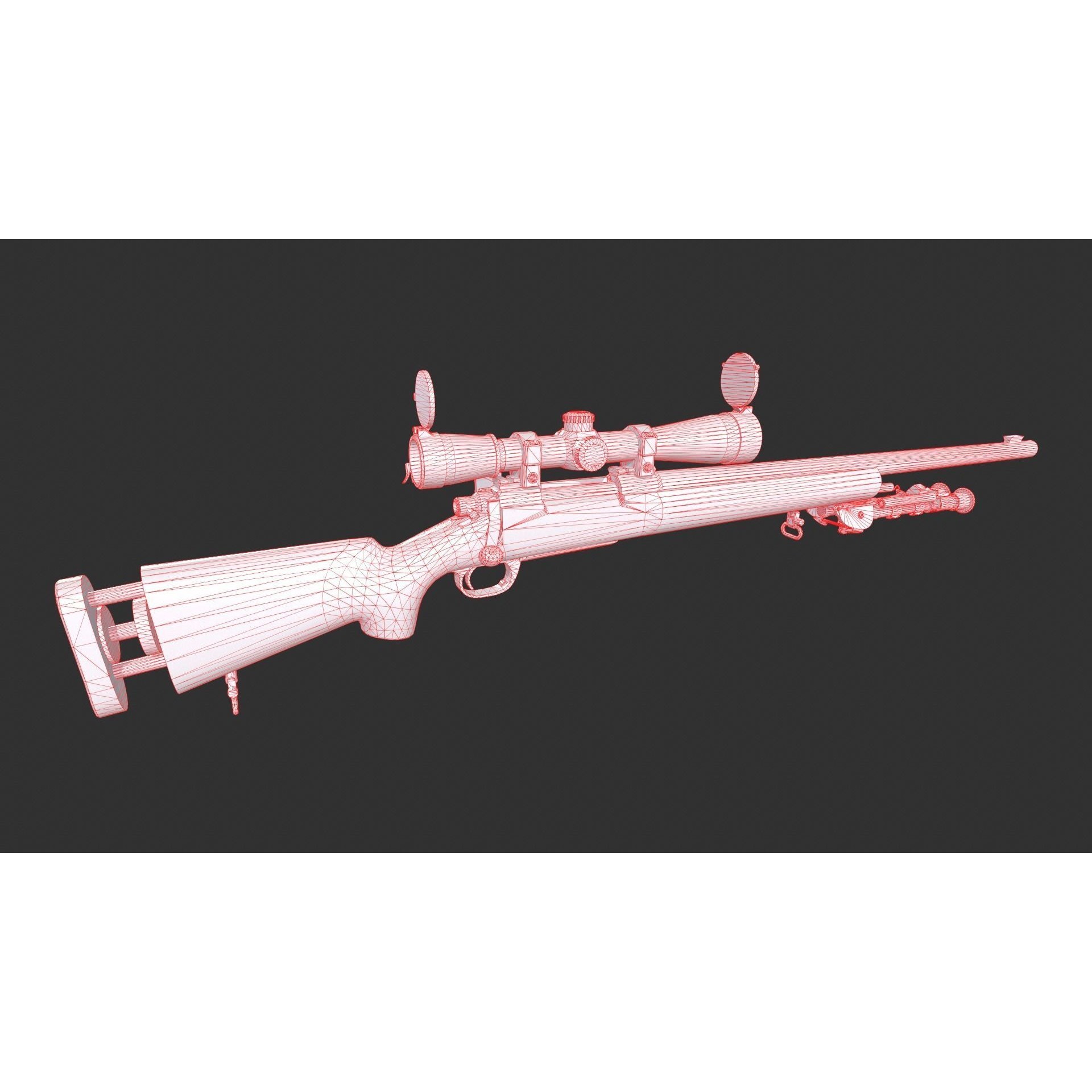 M24 SWS Sniper Rifle 3D Model – Low Poly Game Asset, FBX - View 4