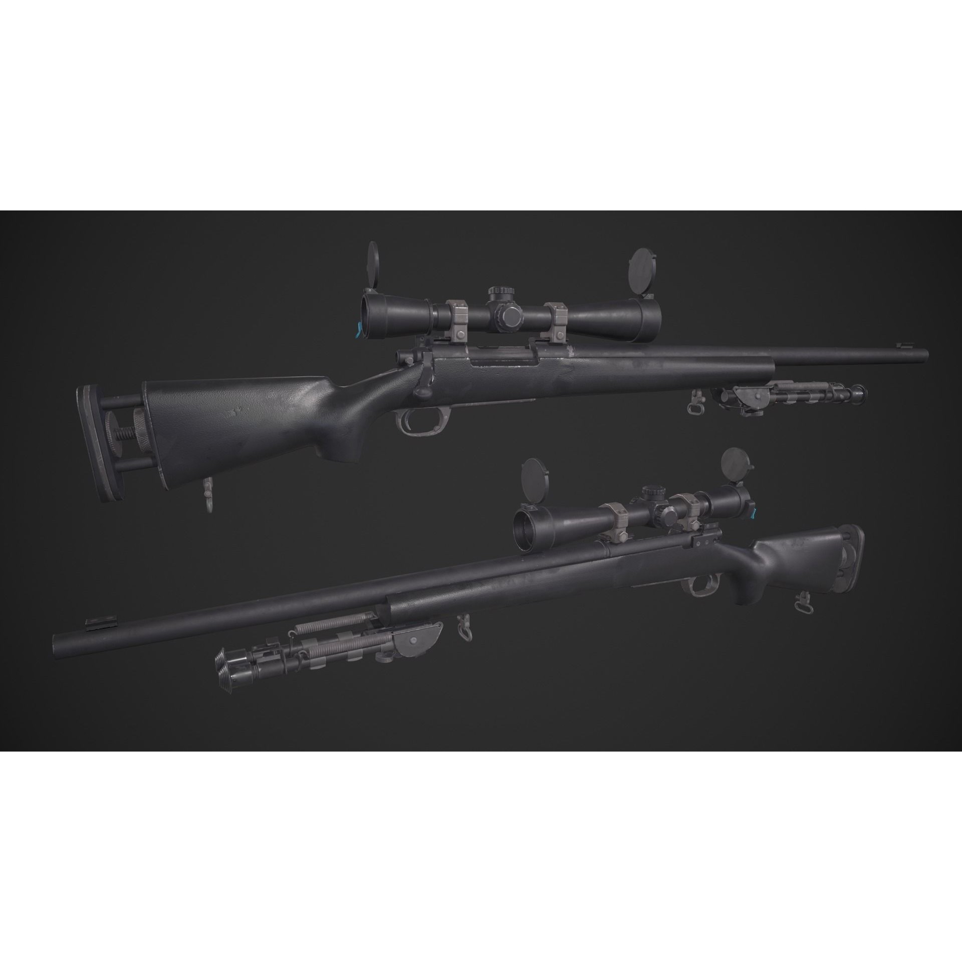 M24 SWS Sniper Rifle 3D Model – Low Poly Game Asset, FBX - View 9