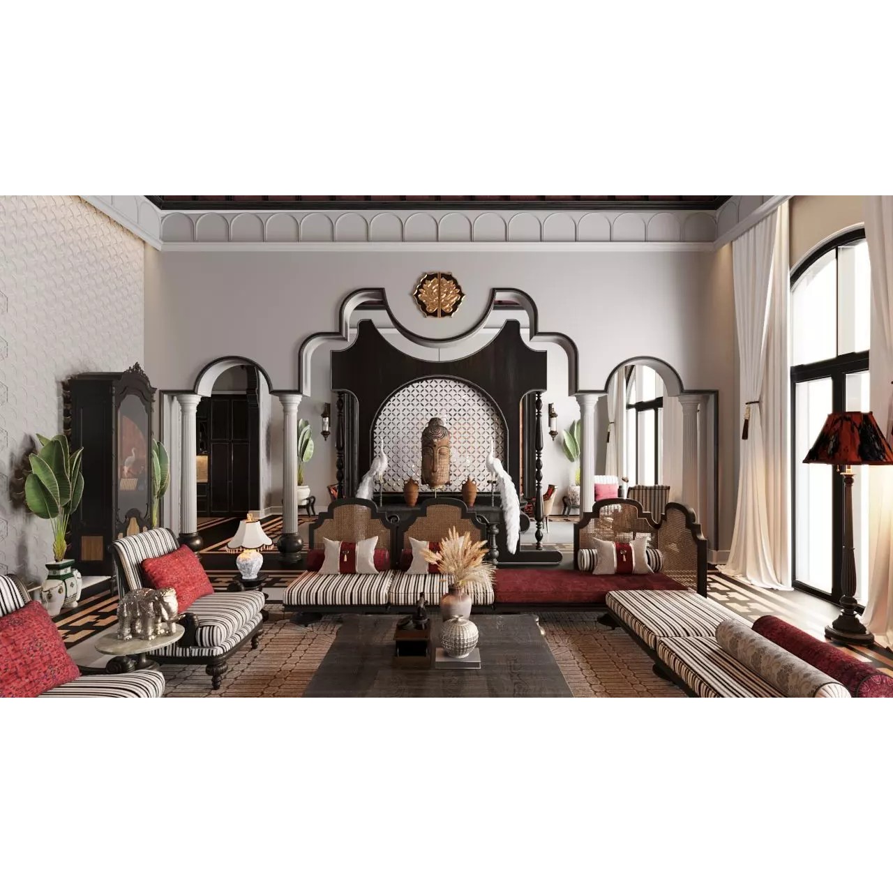 Southeast Asian Interior Space 3D Model – Textured Scene for Archviz - View 2