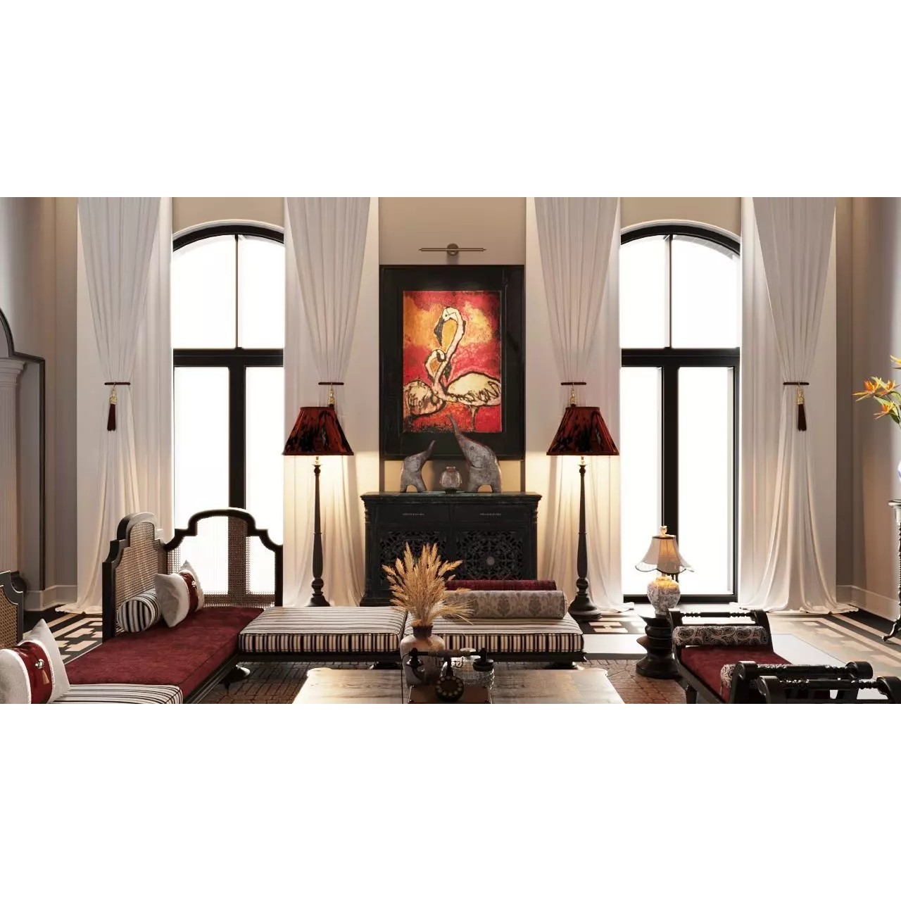 Southeast Asian Interior Space 3D Model – Textured Scene for Archviz - View 4