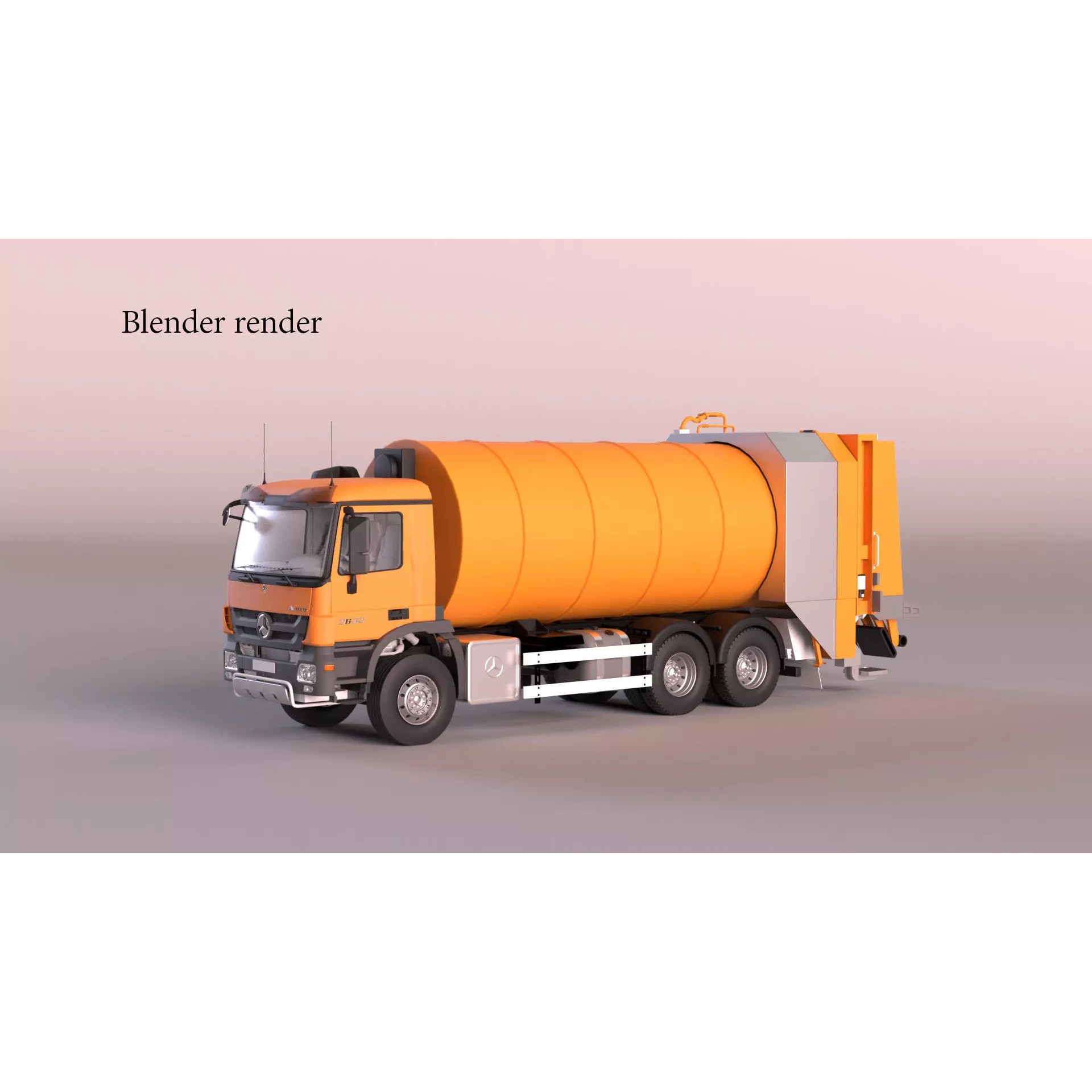 Mercedes Benz Actros 2632 6x4 BB Rotopress Garbage Truck 3D Model – High Poly FBX, OBJ, Blender - View 14