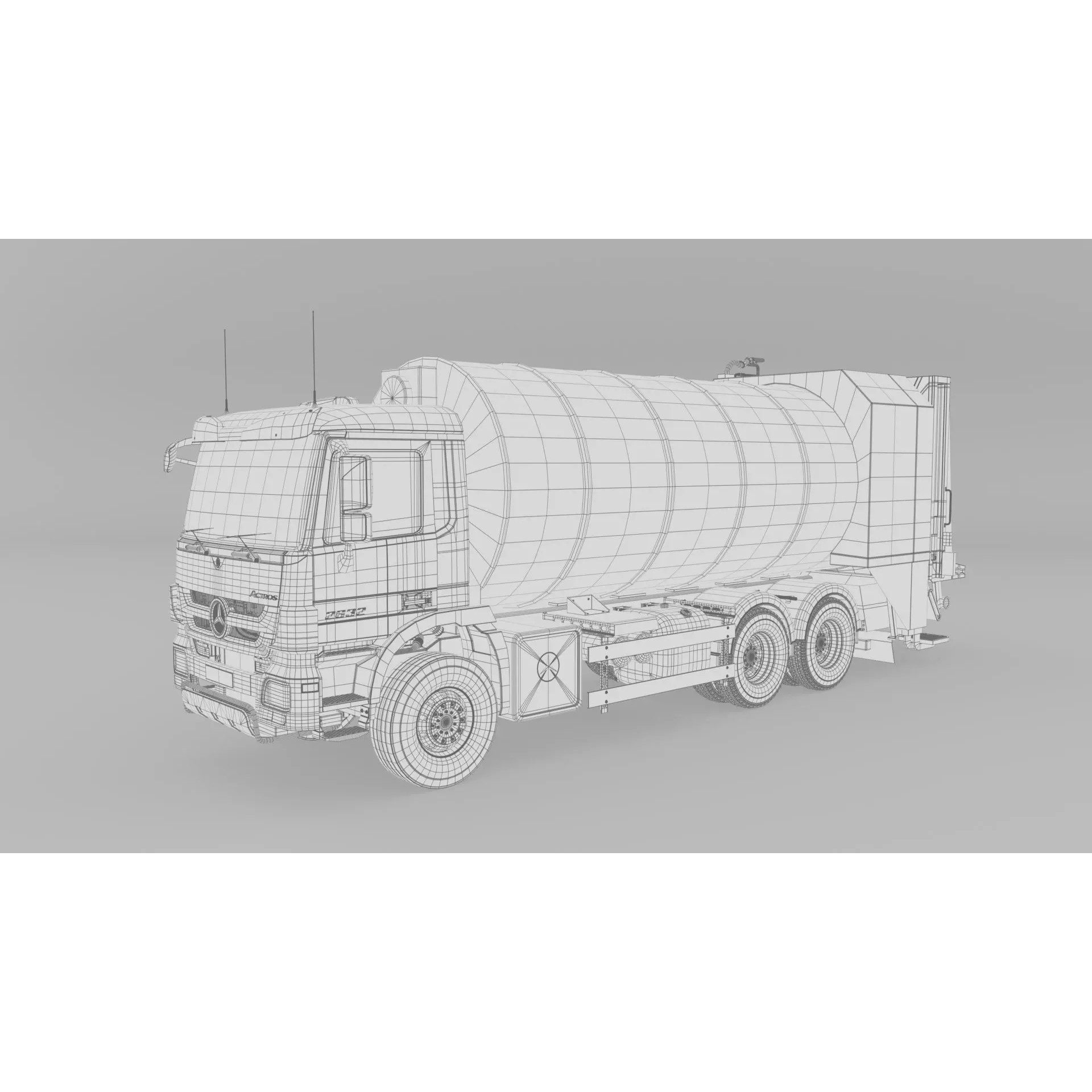 Mercedes Benz Actros 2632 6x4 BB Rotopress Garbage Truck 3D Model – High Poly FBX, OBJ, Blender - View 19