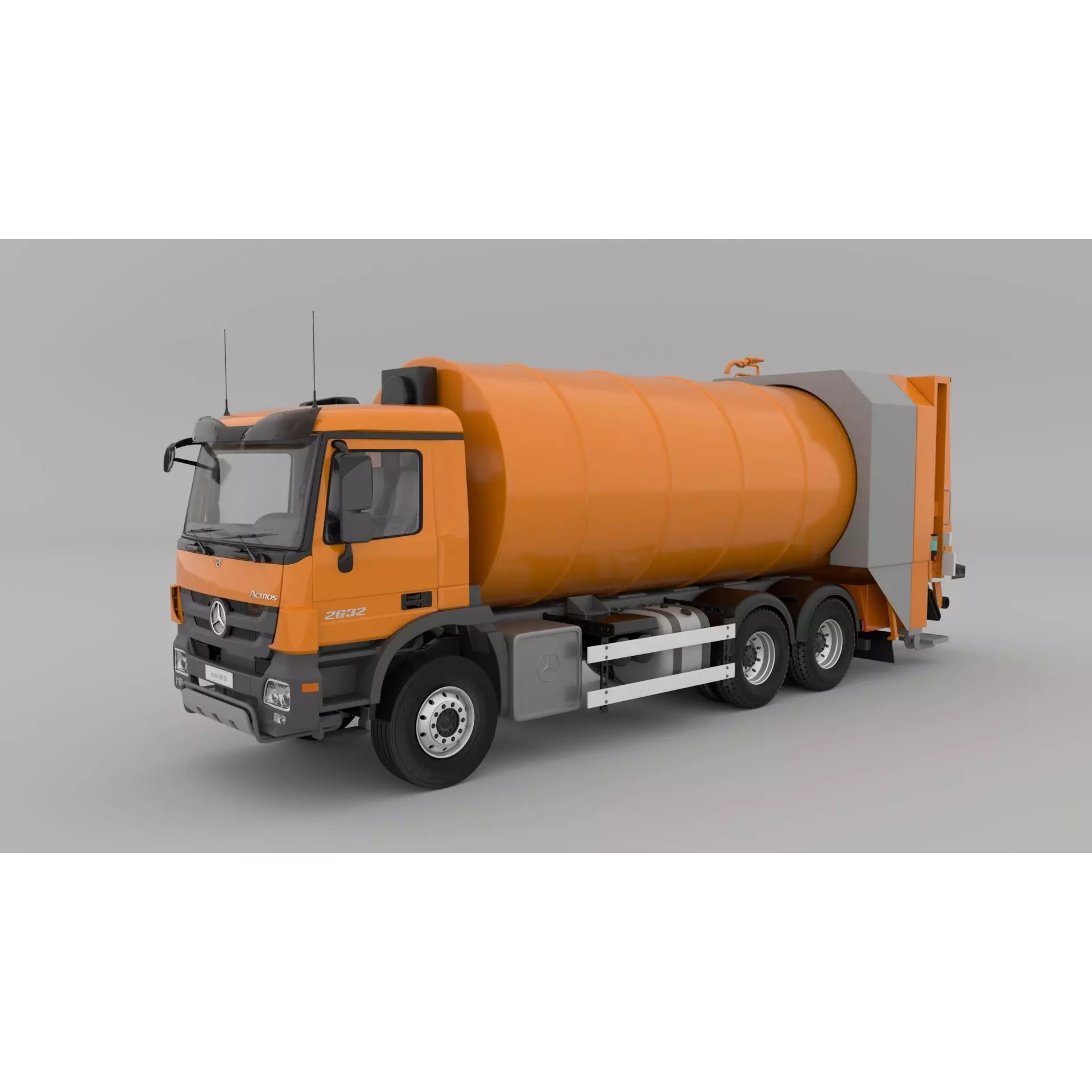 Mercedes Benz Actros 2632 6x4 BB Rotopress Garbage Truck 3D Model – High Poly FBX, OBJ, Blender - View 2