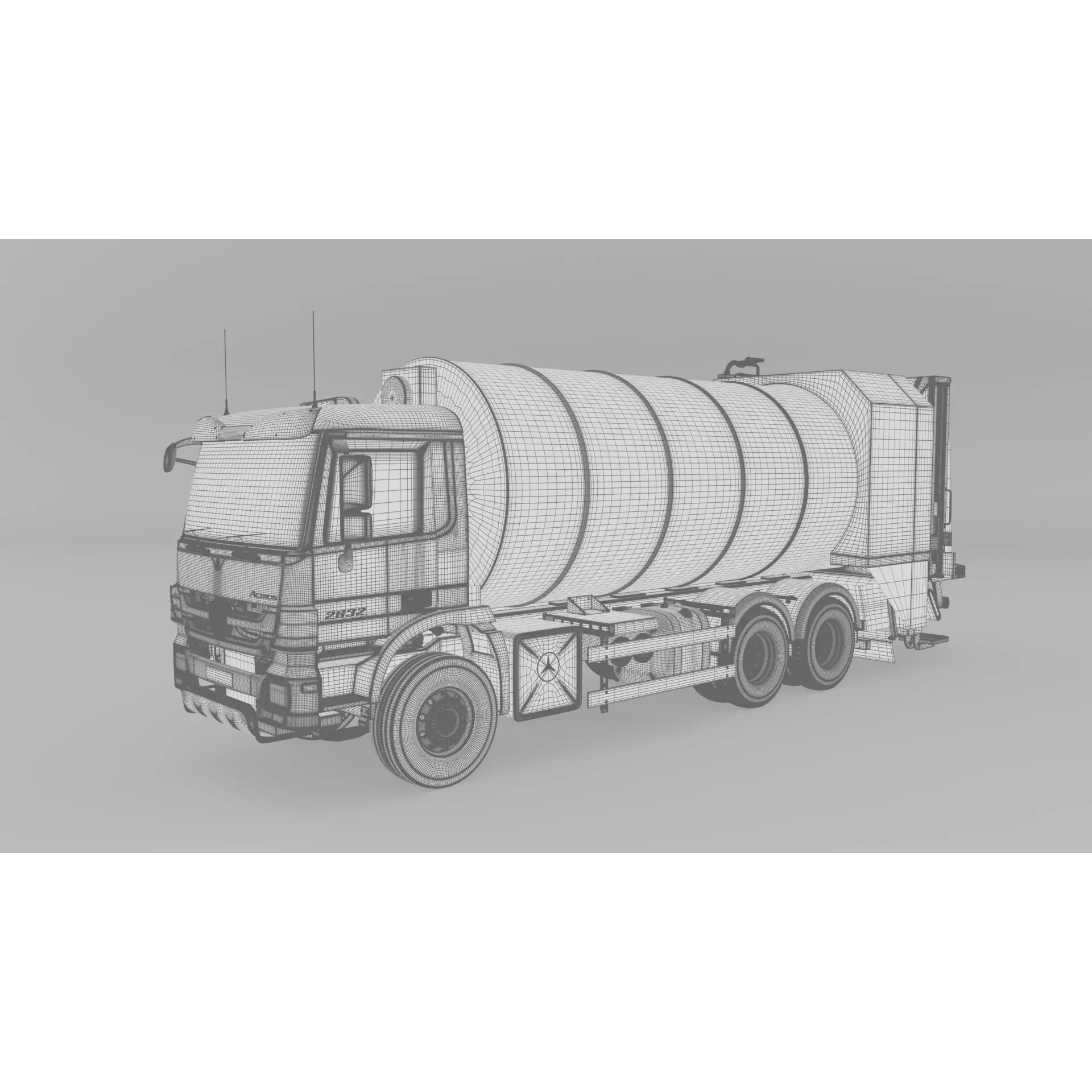 Mercedes Benz Actros 2632 6x4 BB Rotopress Garbage Truck 3D Model – High Poly FBX, OBJ, Blender - View 20
