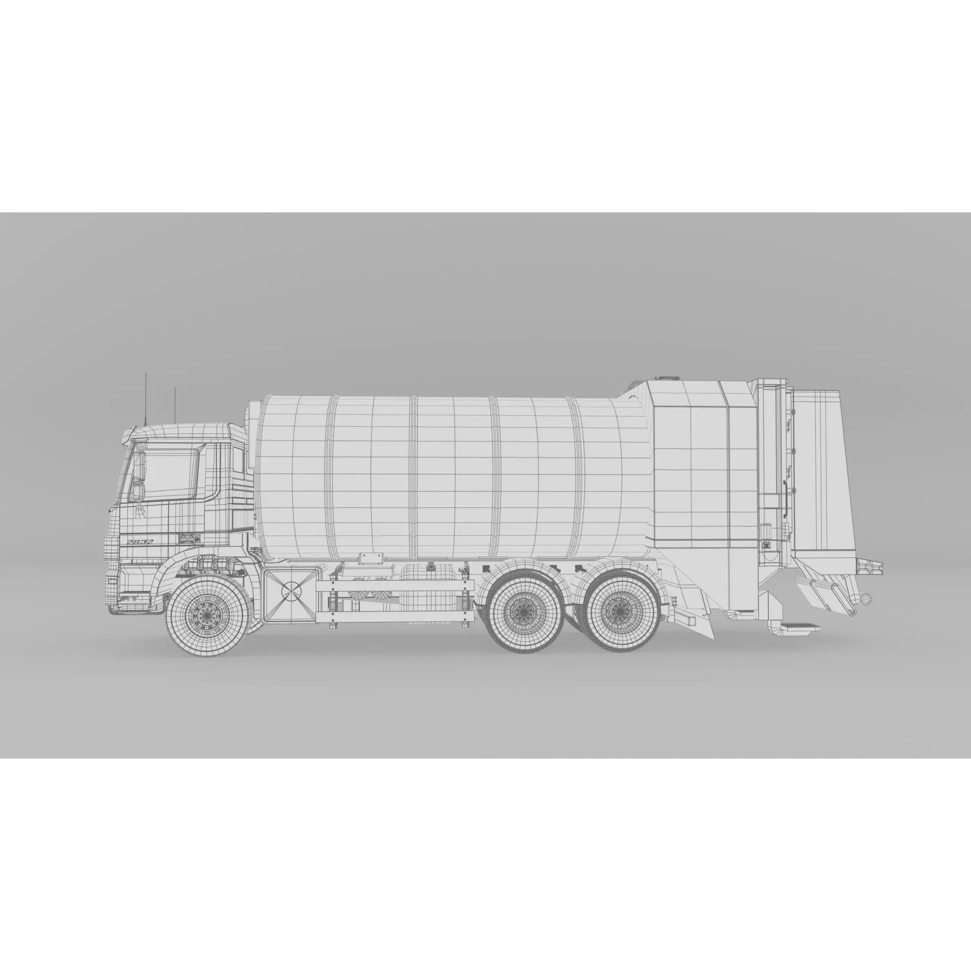 Mercedes Benz Actros 2632 6x4 BB Rotopress Garbage Truck 3D Model – High Poly FBX, OBJ, Blender - View 21