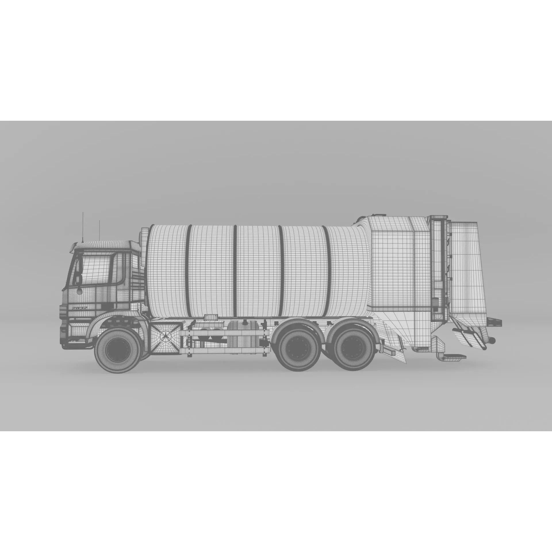 Mercedes Benz Actros 2632 6x4 BB Rotopress Garbage Truck 3D Model – High Poly FBX, OBJ, Blender - View 22