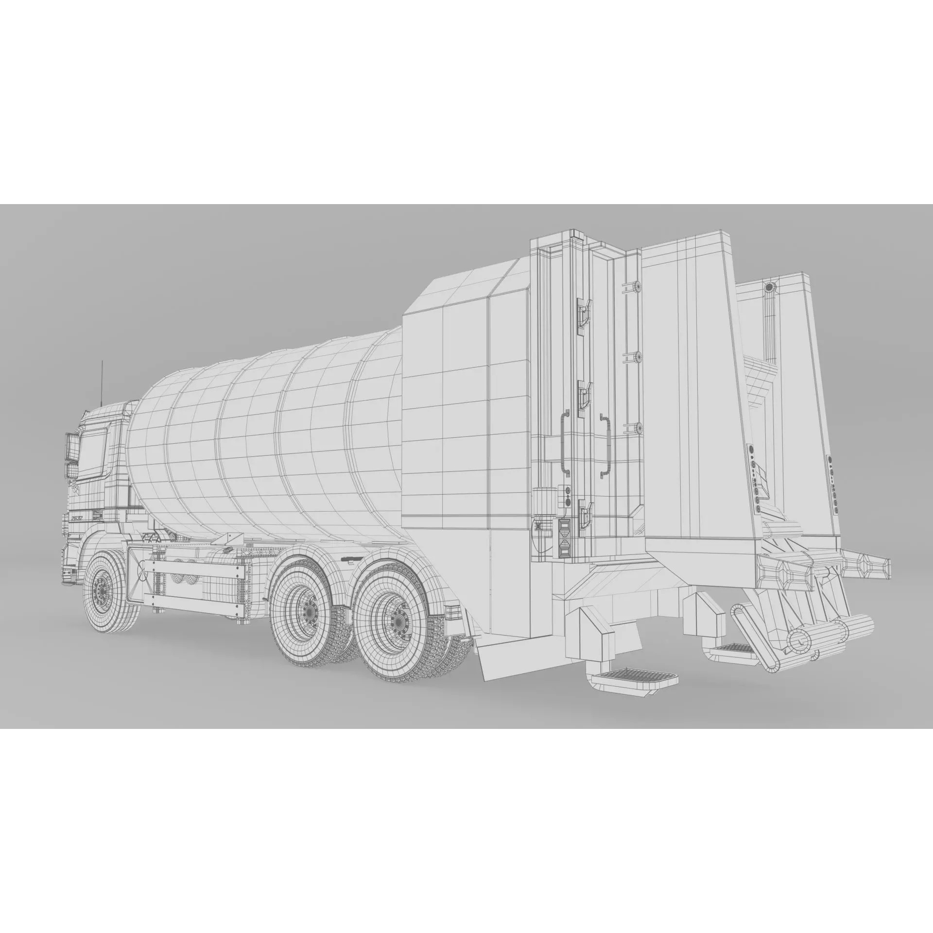 Mercedes Benz Actros 2632 6x4 BB Rotopress Garbage Truck 3D Model – High Poly FBX, OBJ, Blender - View 23