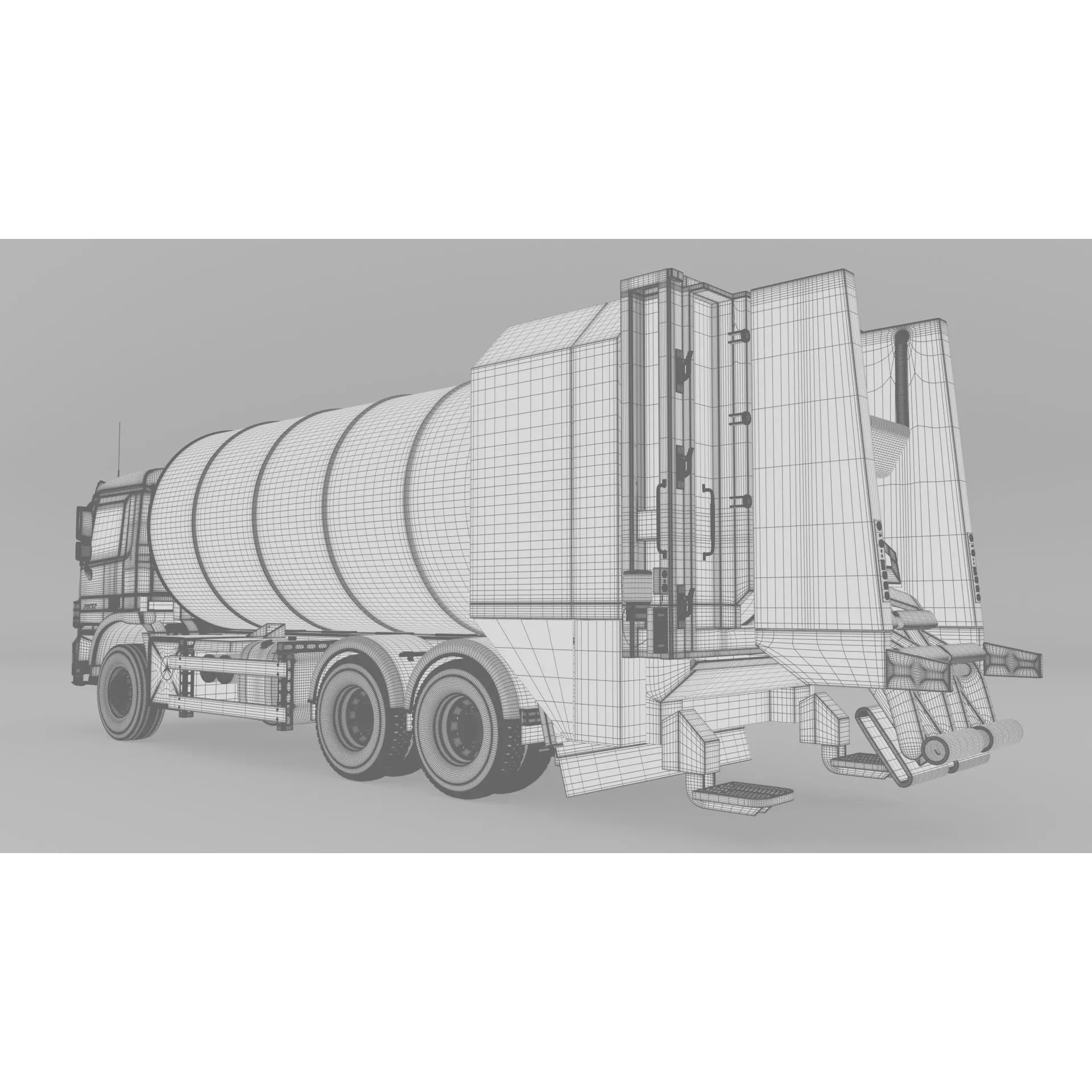 Mercedes Benz Actros 2632 6x4 BB Rotopress Garbage Truck 3D Model – High Poly FBX, OBJ, Blender - View 24