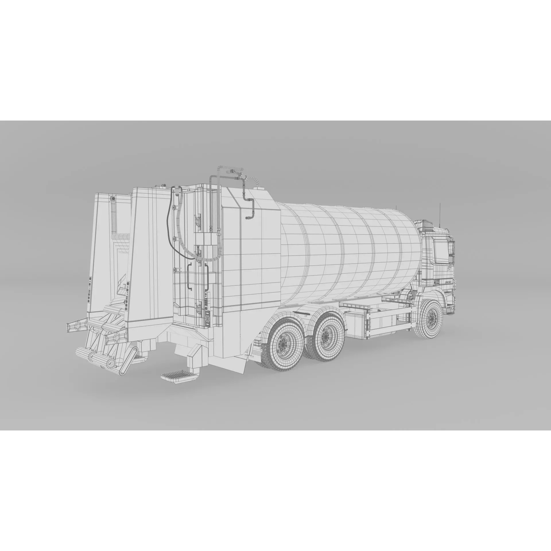 Mercedes Benz Actros 2632 6x4 BB Rotopress Garbage Truck 3D Model – High Poly FBX, OBJ, Blender - View 27