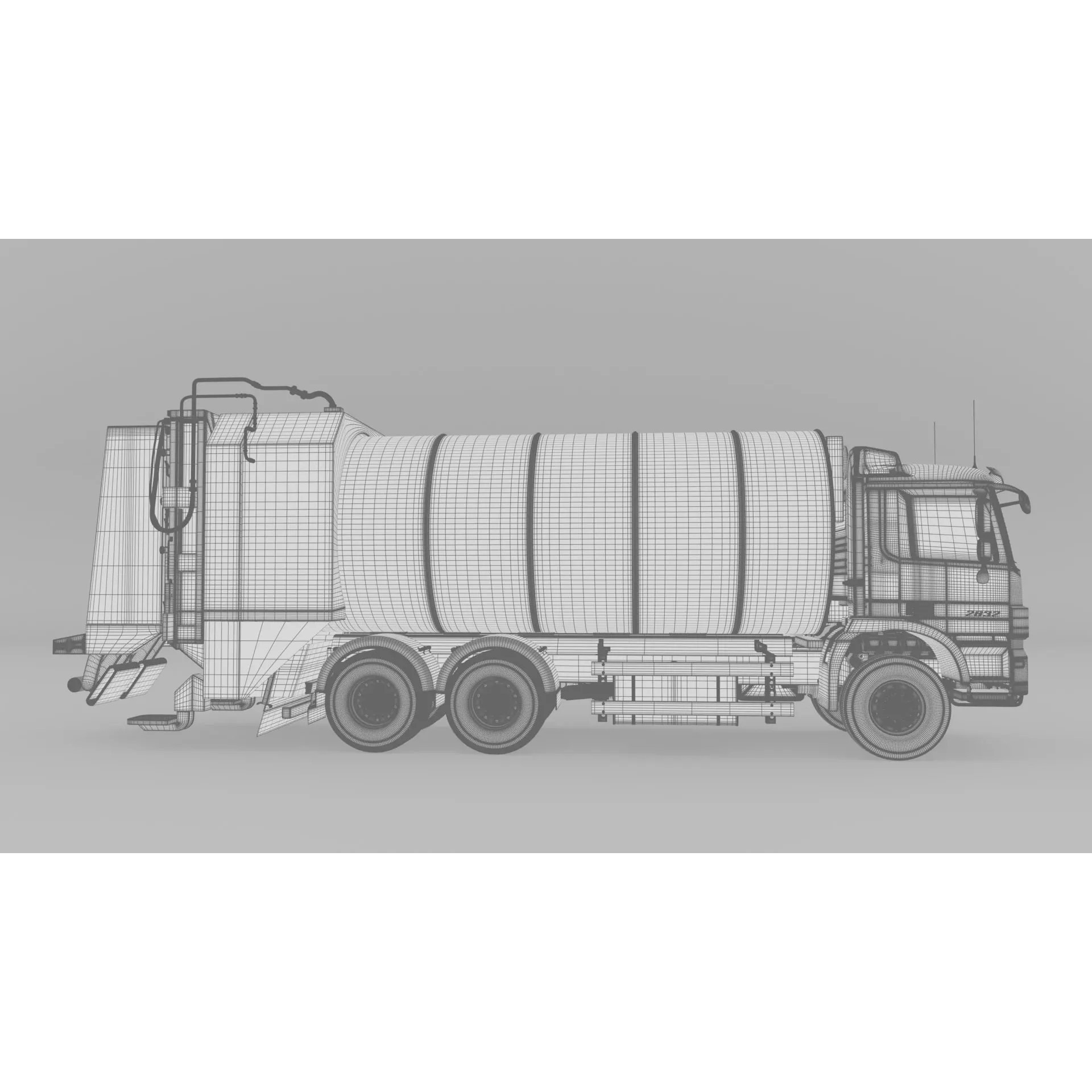 Mercedes Benz Actros 2632 6x4 BB Rotopress Garbage Truck 3D Model – High Poly FBX, OBJ, Blender - View 30