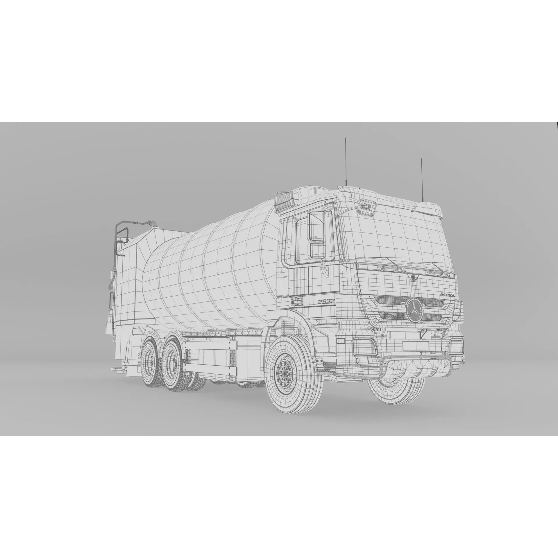 Mercedes Benz Actros 2632 6x4 BB Rotopress Garbage Truck 3D Model – High Poly FBX, OBJ, Blender - View 31