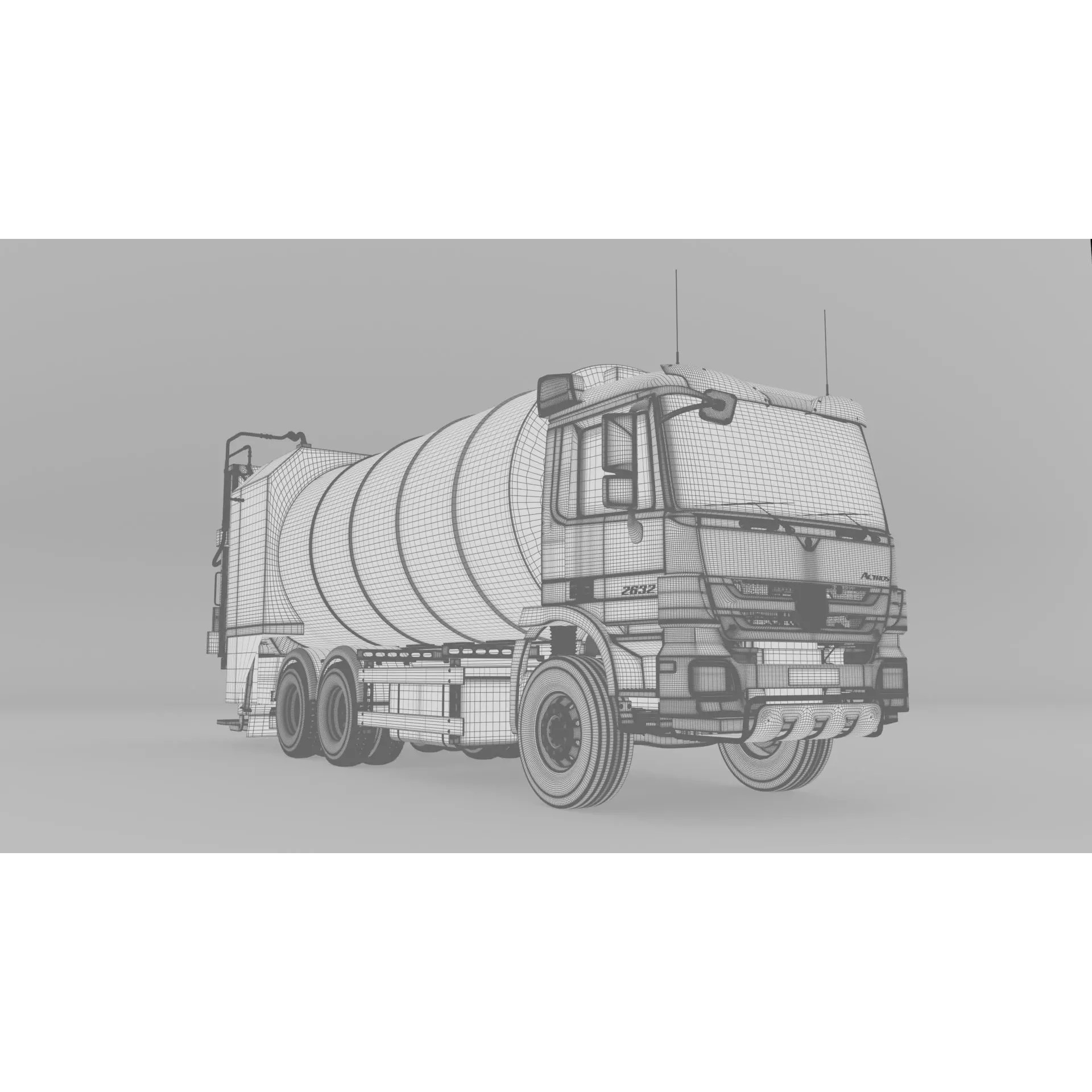 Mercedes Benz Actros 2632 6x4 BB Rotopress Garbage Truck 3D Model – High Poly FBX, OBJ, Blender - View 32