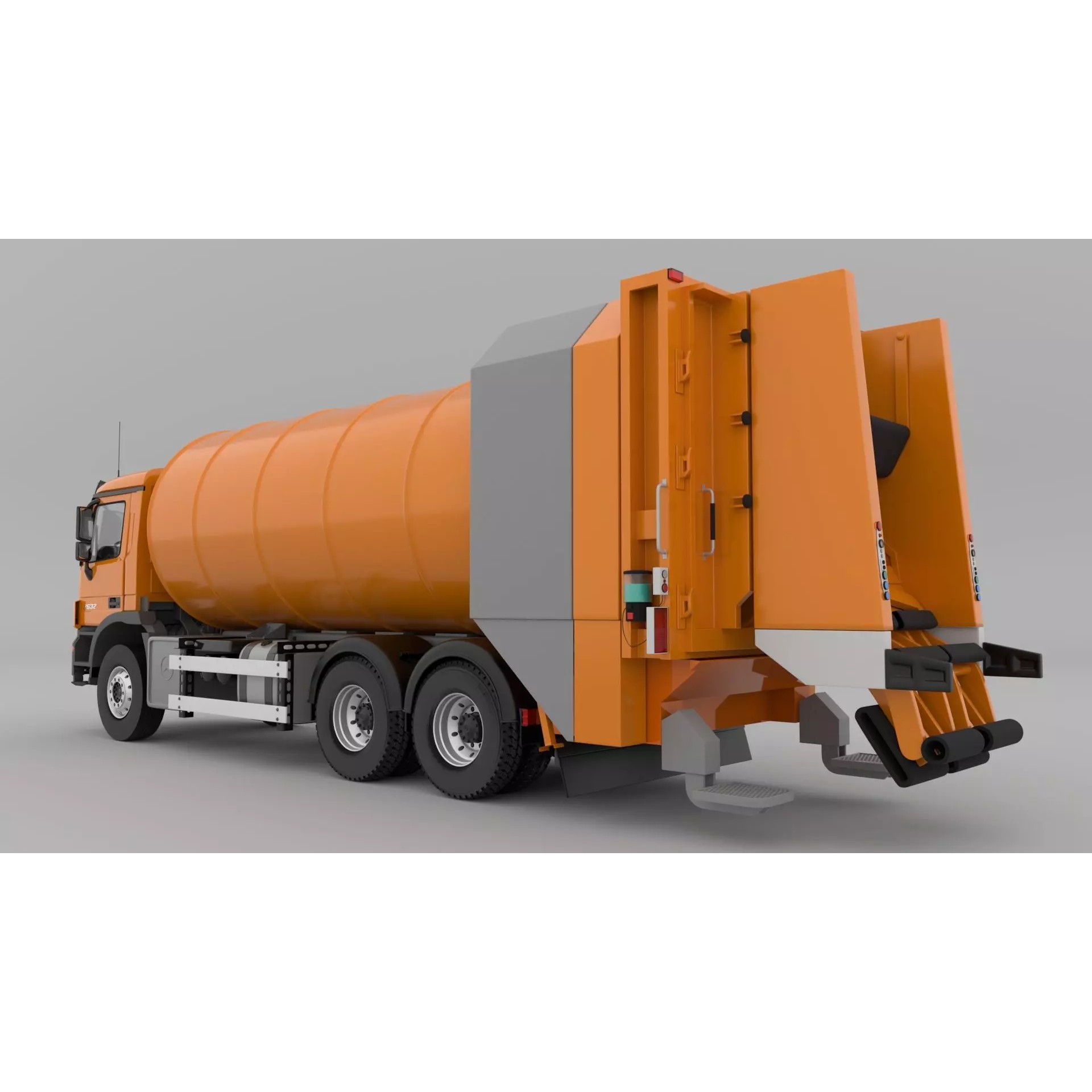 Mercedes Benz Actros 2632 6x4 BB Rotopress Garbage Truck 3D Model – High Poly FBX, OBJ, Blender - View 4