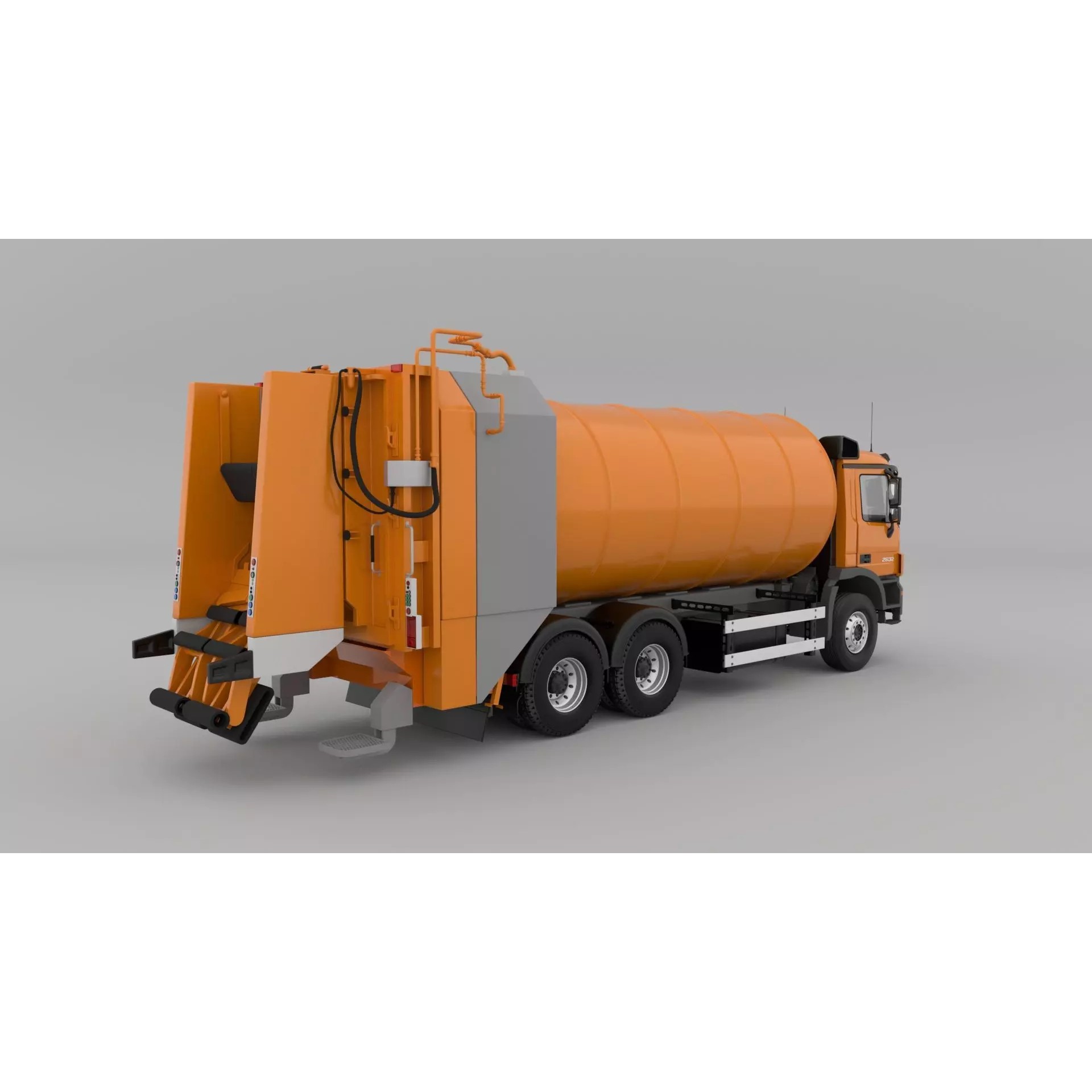 Mercedes Benz Actros 2632 6x4 BB Rotopress Garbage Truck 3D Model – High Poly FBX, OBJ, Blender - View 6
