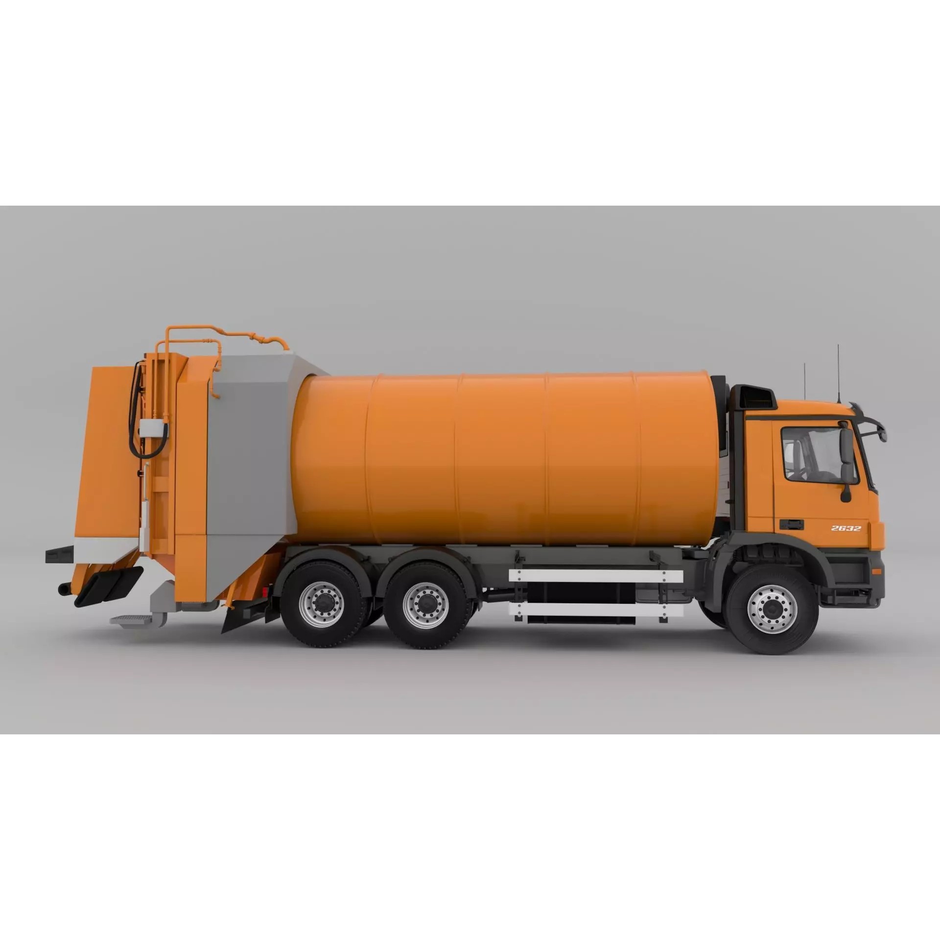 Mercedes Benz Actros 2632 6x4 BB Rotopress Garbage Truck 3D Model – High Poly FBX, OBJ, Blender - View 7