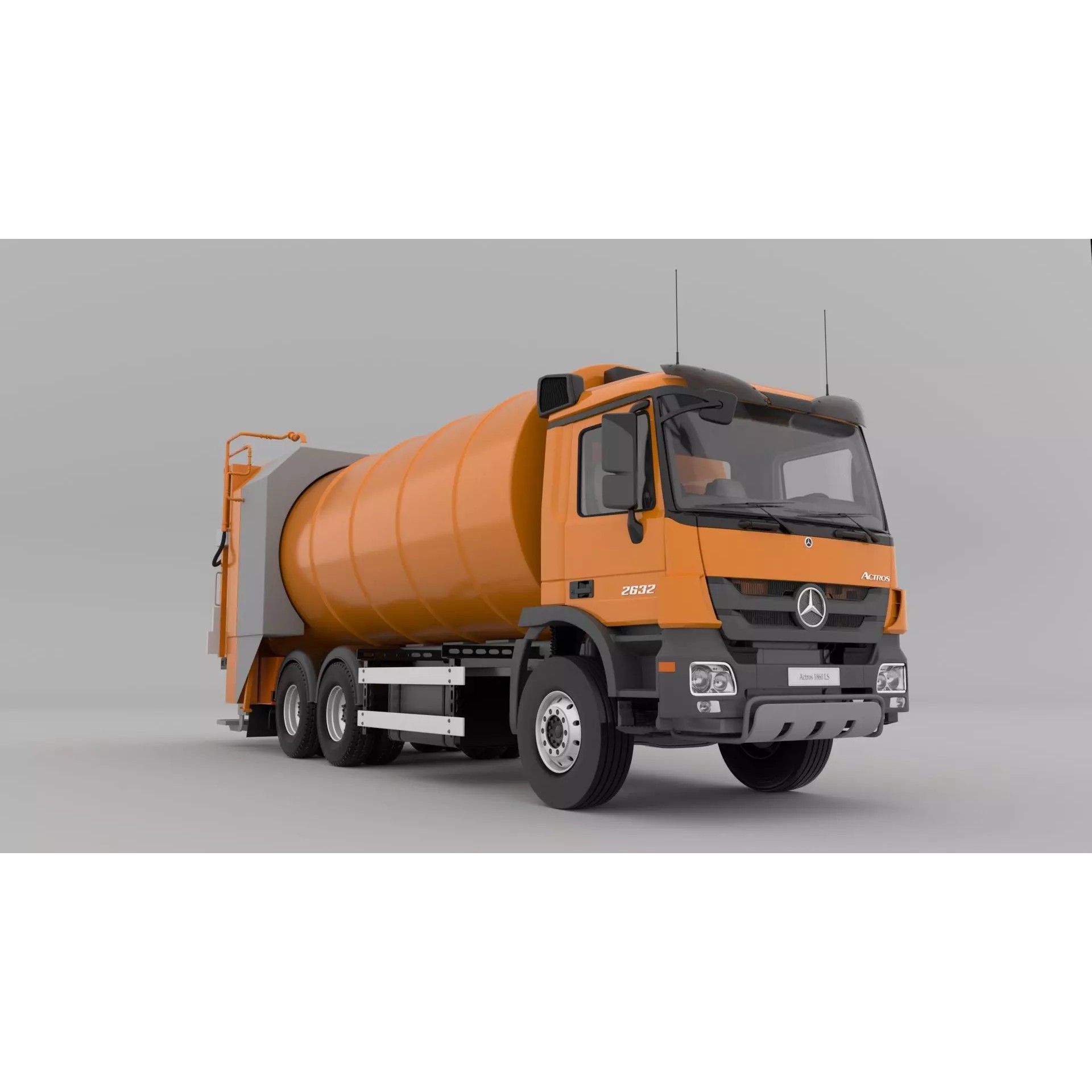 Mercedes Benz Actros 2632 6x4 BB Rotopress Garbage Truck 3D Model – High Poly FBX, OBJ, Blender - View 8