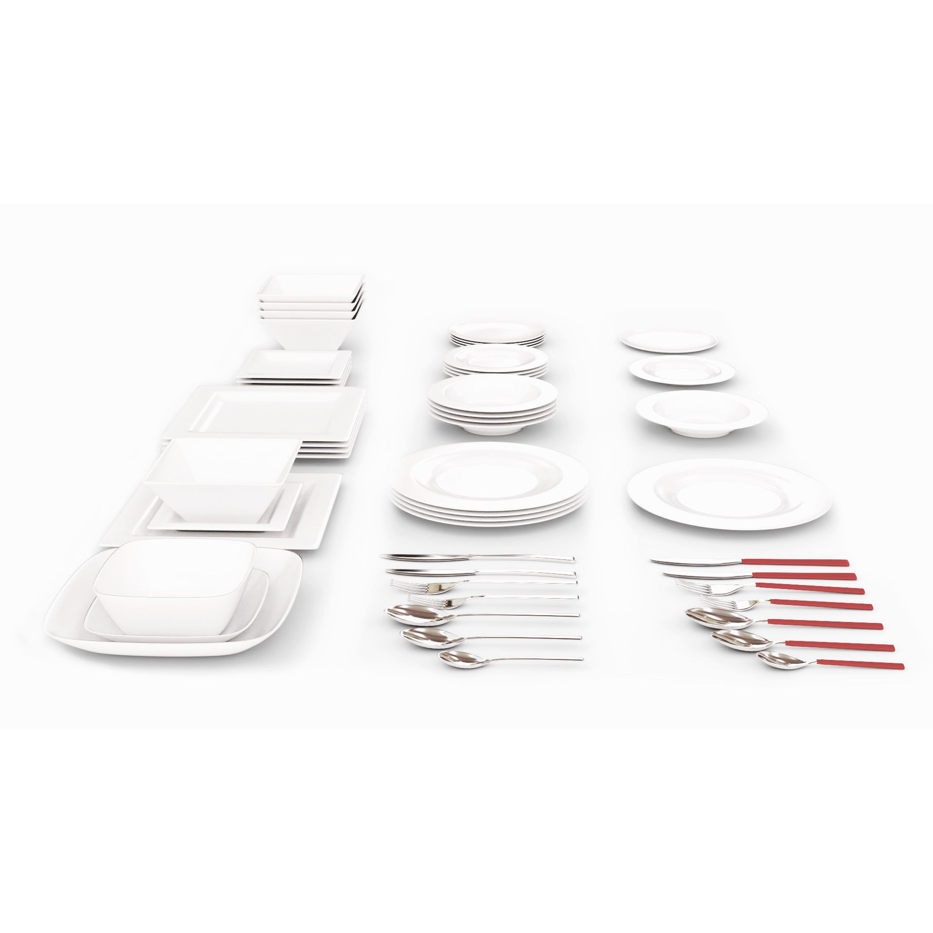 Large Tableware 3D Model – Traditional & Contemporary Set, FBX - View 4