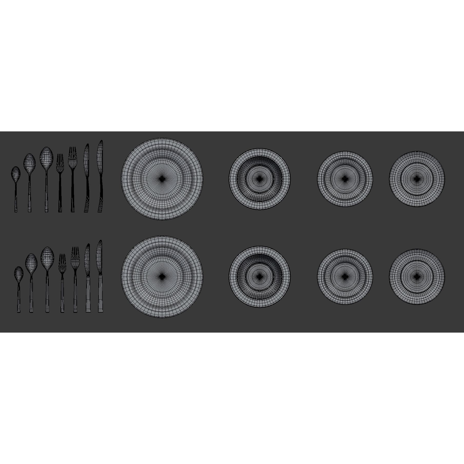 Large Tableware 3D Model – Traditional & Contemporary Set, FBX - View 44