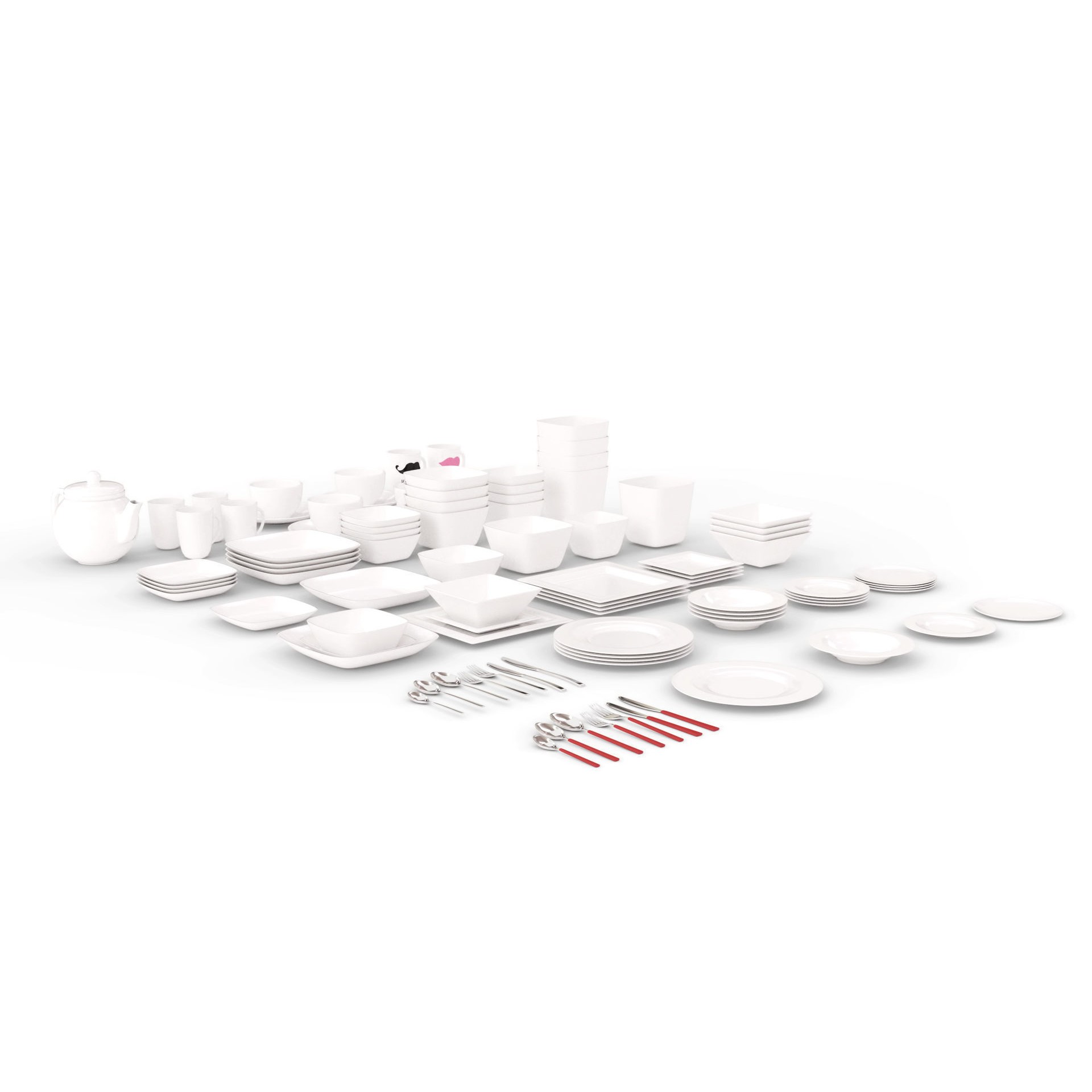 Large Tableware 3D Model – Traditional & Contemporary Set, FBX - View 7