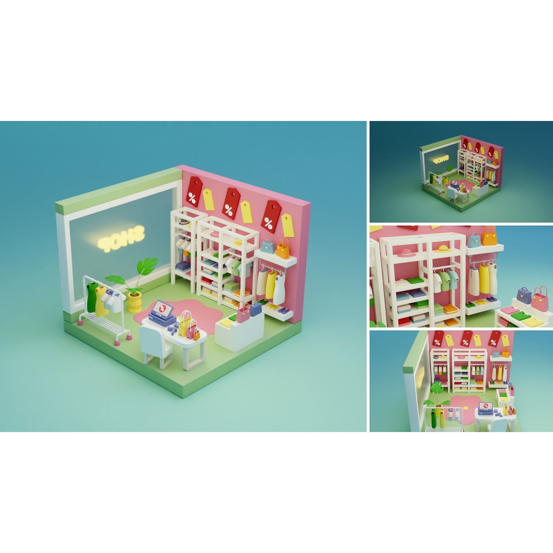 Cozy Cartoon Rooms 3D Model – Low Poly Interior Asset, FBX, OBJ - View 11
