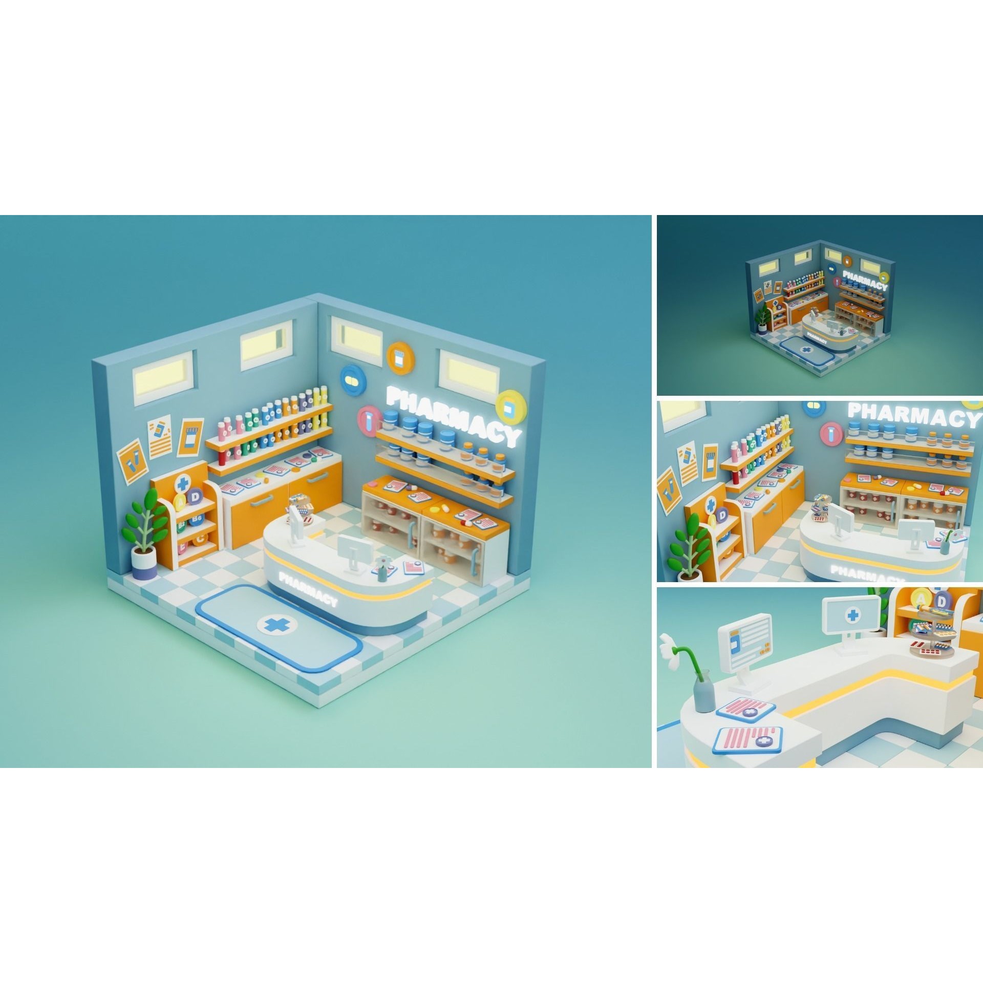 Cozy Cartoon Rooms 3D Model – Low Poly Interior Asset, FBX, OBJ - View 12